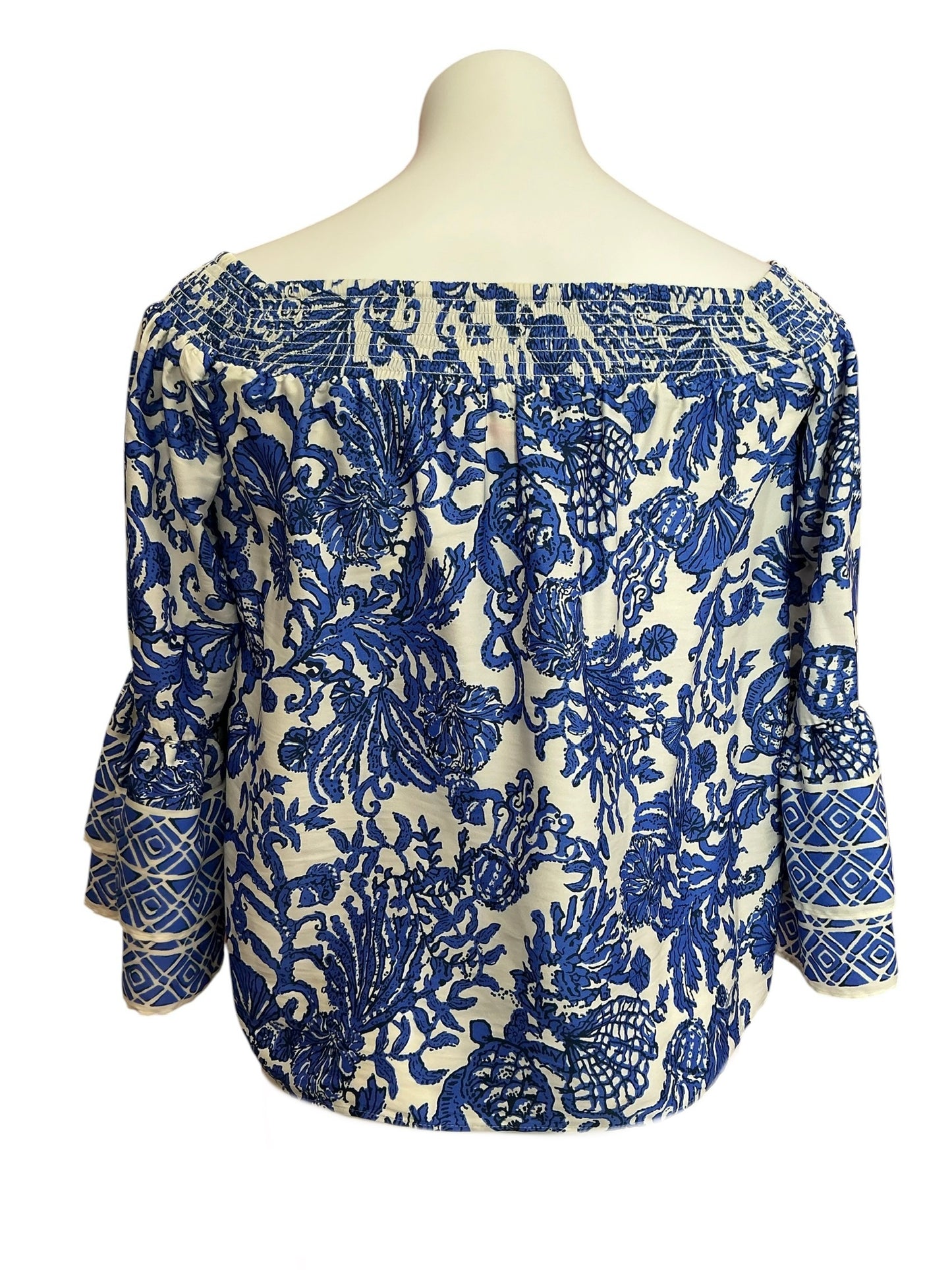 Lilly Pulitzer Kaori Off-The-Shoulder Top Deeper Coconut Ride With Me - Size XS