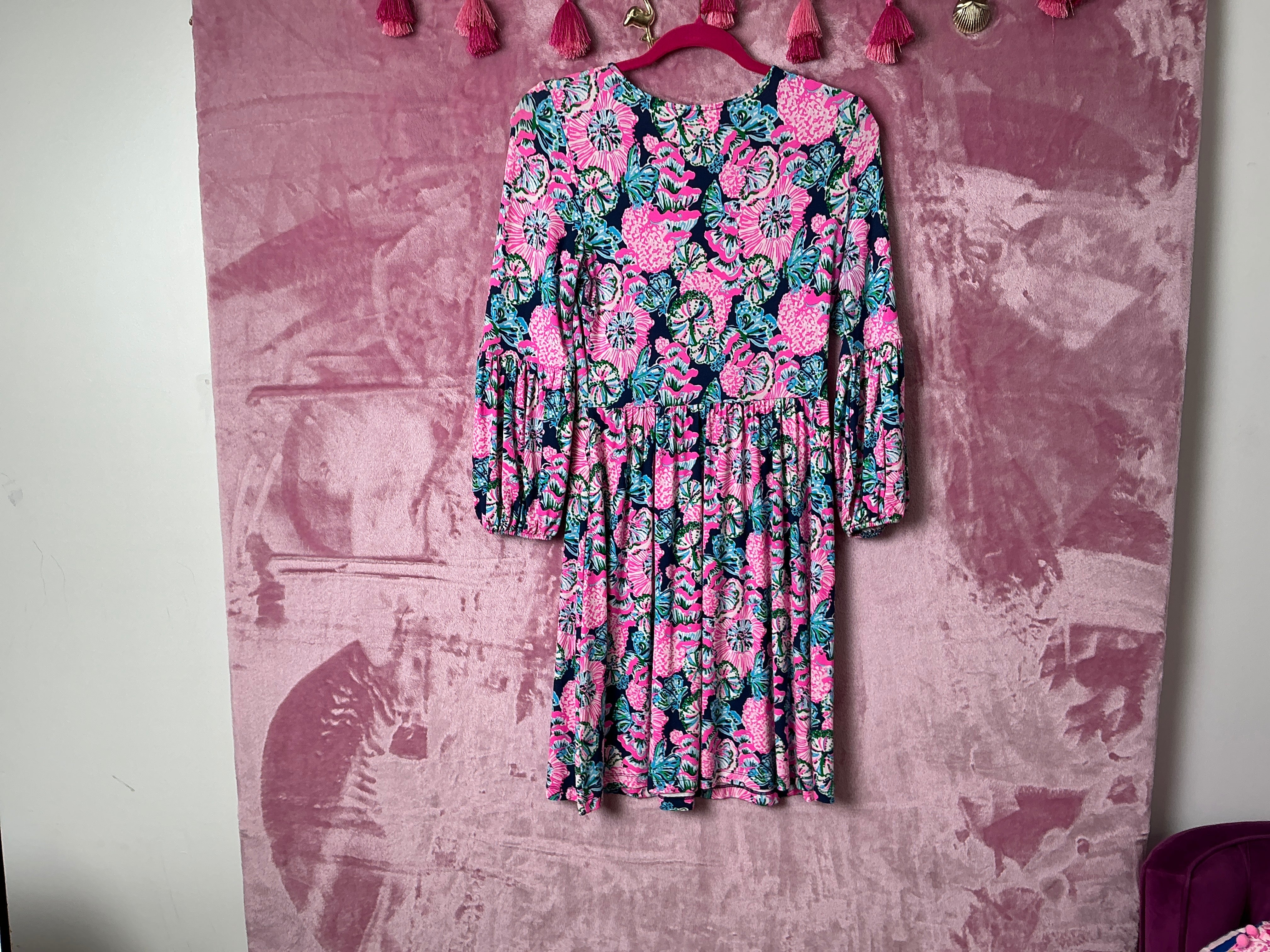 Lilly Pulitzer Auralia Dress - Oyster Bay Navy Shroom With A View - Size XS