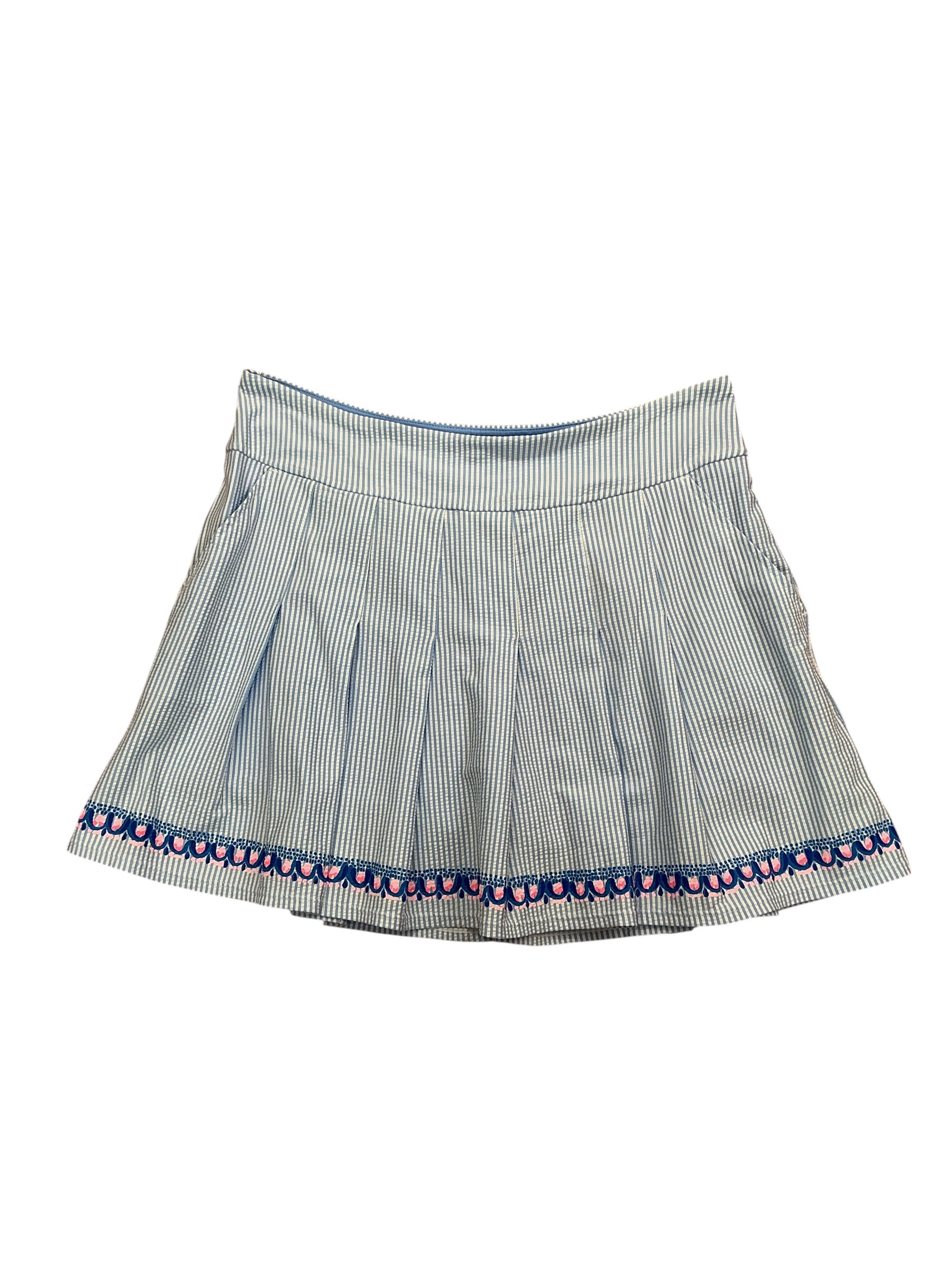 Lilly Pulitzer Luxletic Priska Skort UPF 50+ Blue Peri Performance Seersucker - Size 14