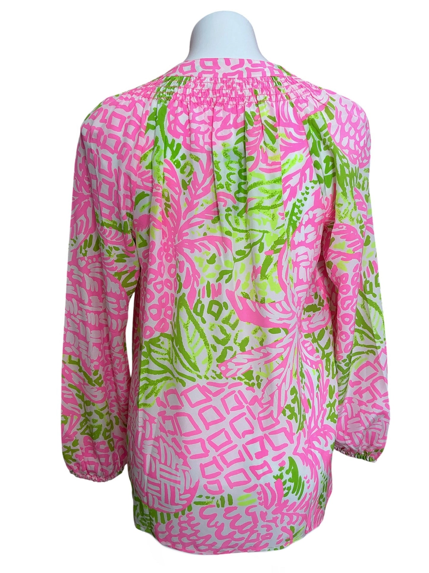 Lilly Pulitzer NWT Elsa Silk Top Pink Sunset Home Slice - Size S