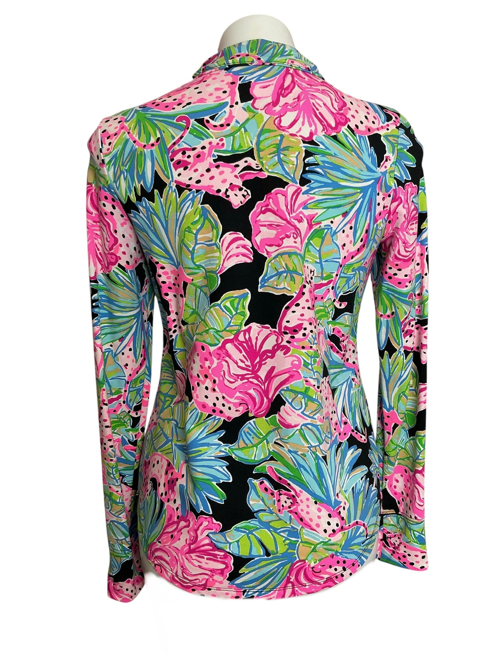 Lilly Pulitzer Leona Zip Up Jacket Onyx Jaguar Jungle - Size XS