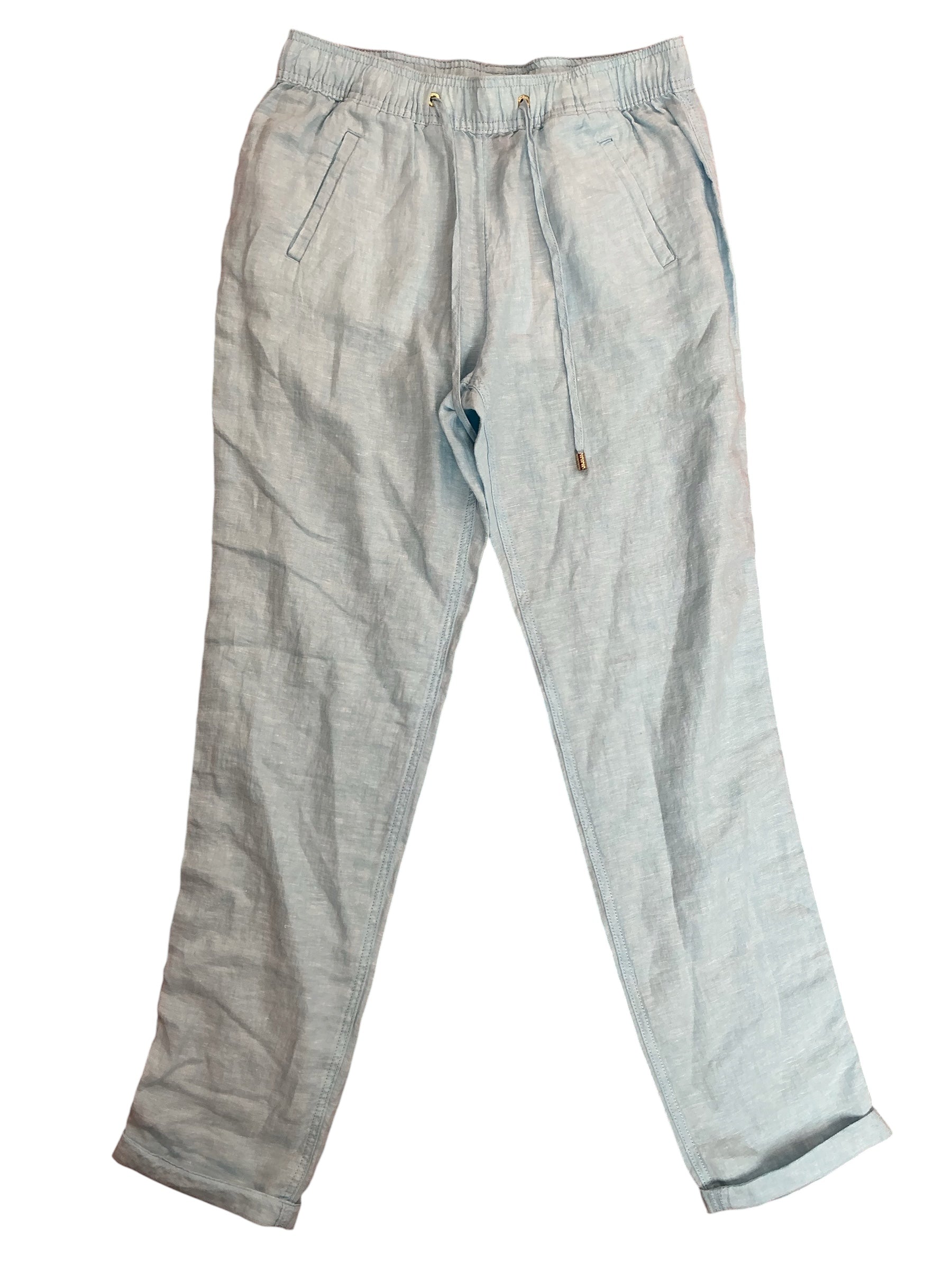 Lilly Pulitzer NWT Taron Linen Pants Celestial Blue X Resort White - Size S