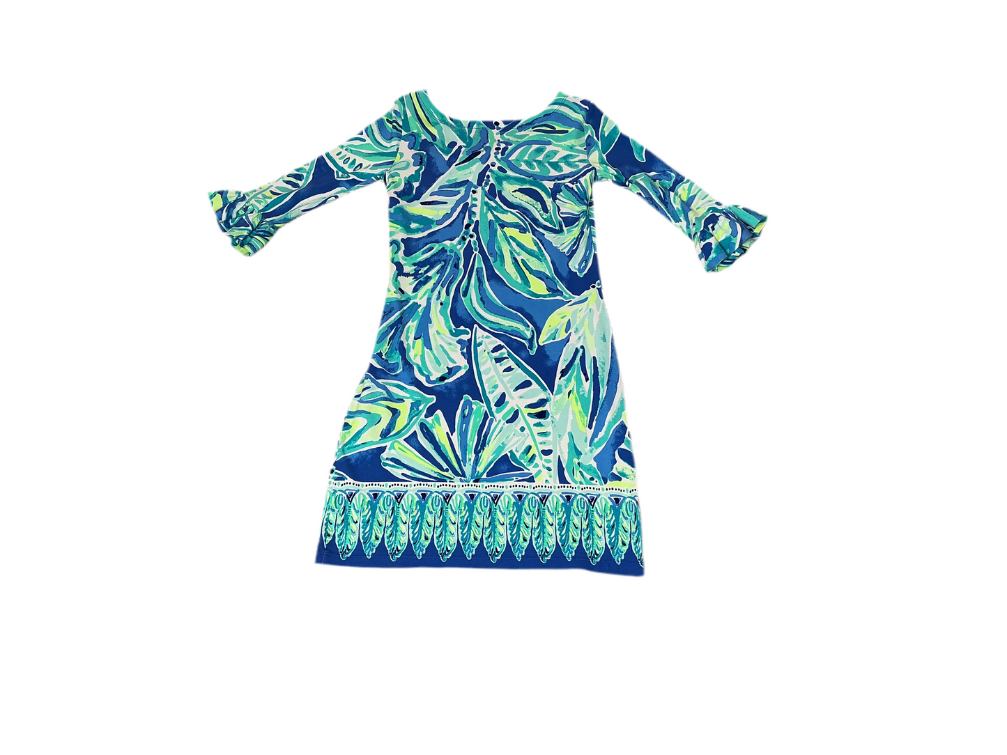 Lilly Pulitzer Sophie Ruffle Dress -  Beckon Blue Palm Passage - Size xxs