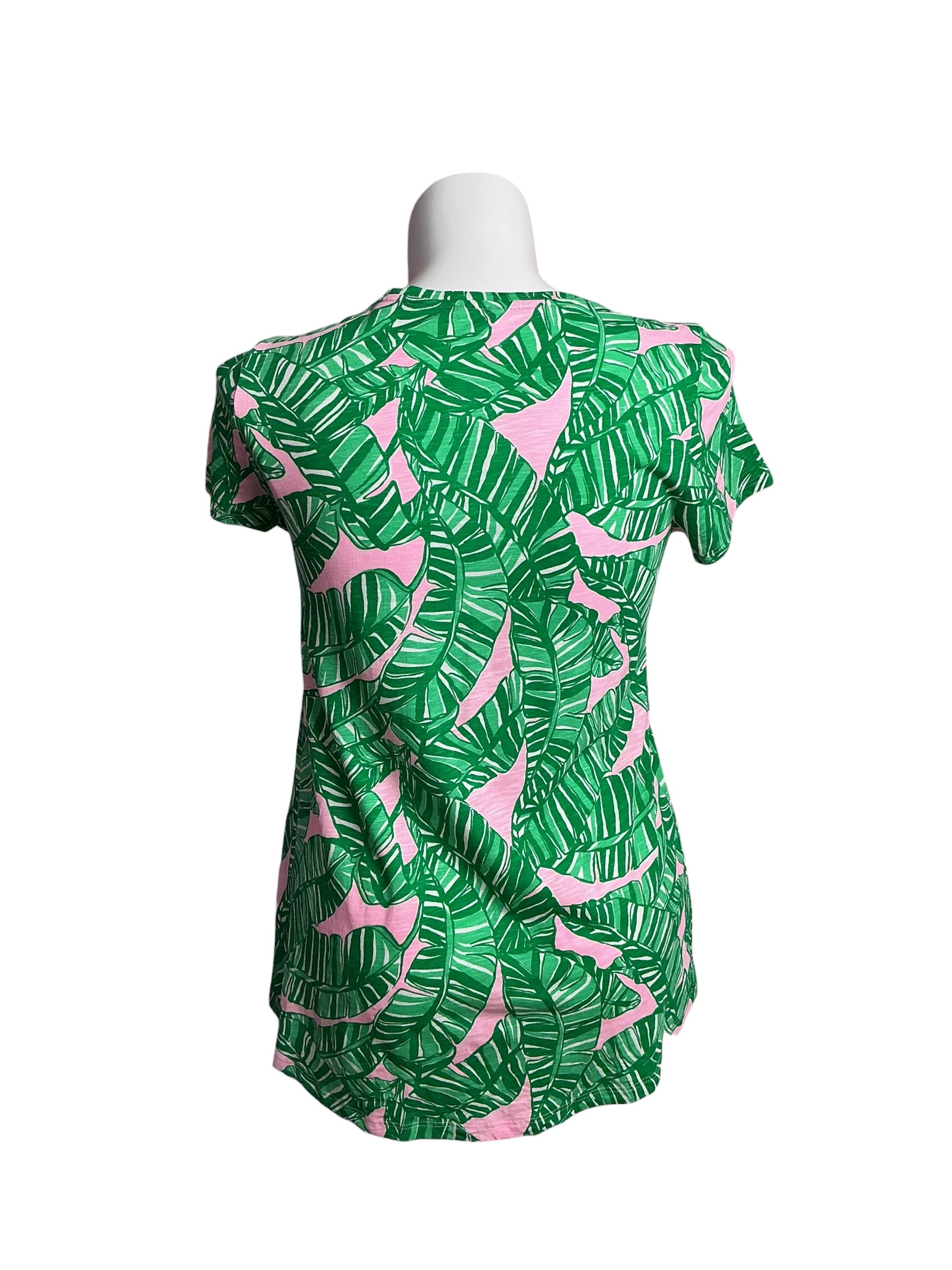 Lilly Pulitzer- Etta V-Neck Top Conch Shell Pink Let’s Go Bananas Size M