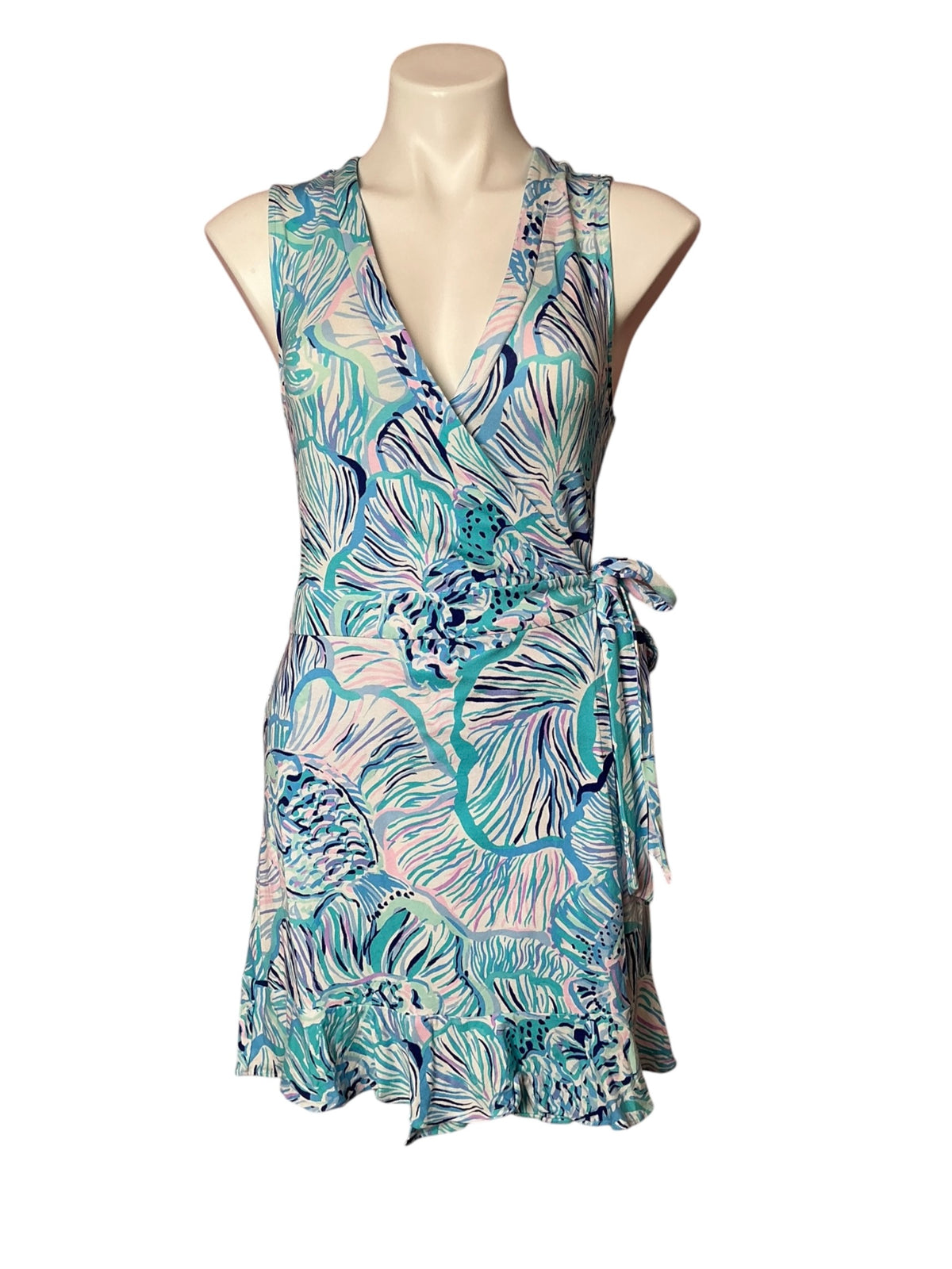 Lilly Pulitzer Rilla Sleeveless Romper Bermuda Blue Fishful Thinking - Size S