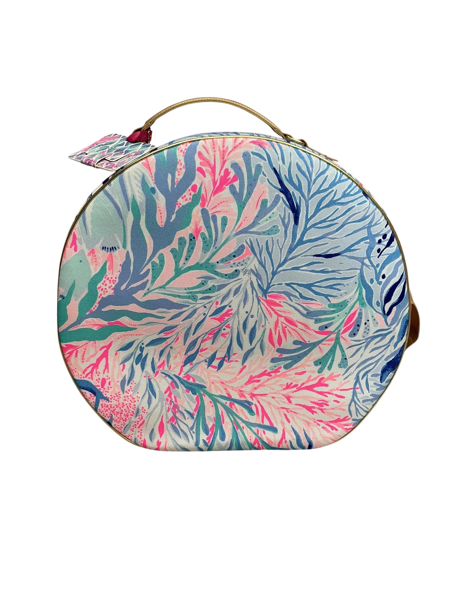 Lilly Pulitzer Round Hatbox Duffel Carry On Travel Bag Kaleidoscope Coral