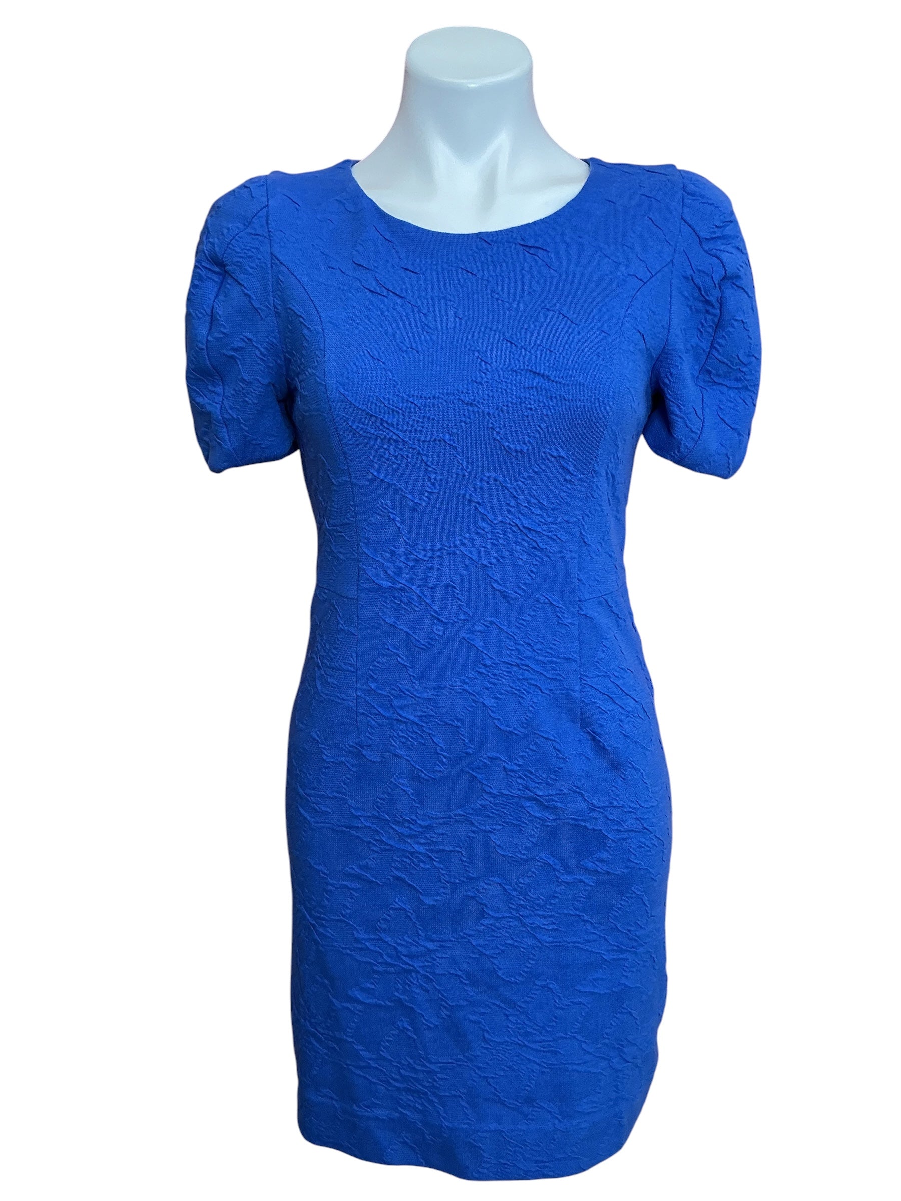 Lilly Pulitzer Emilie Short Sleeve Shift Dress Alba Blue Knit Pucker Jacquard - Size 0