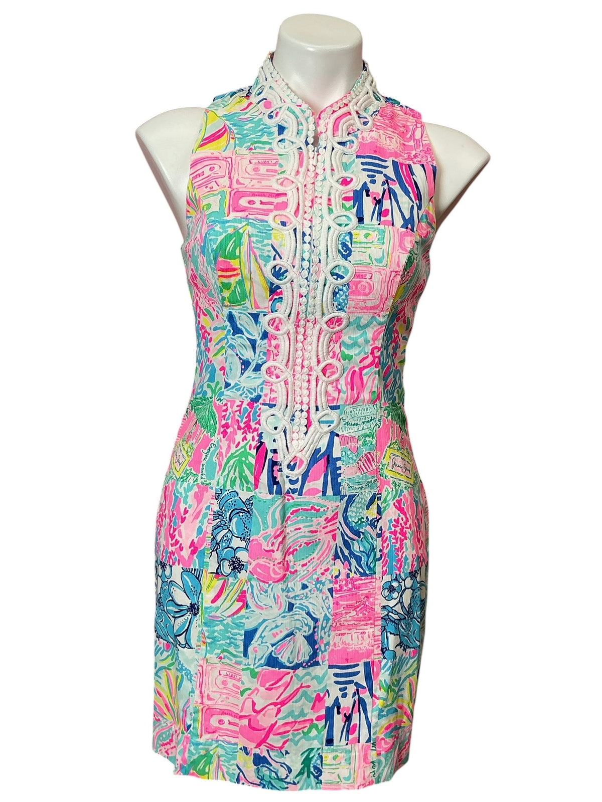 Lilly Pulitzer Alexa Shift Dress Multi Pop Up Summer Remix Patch - Size 4