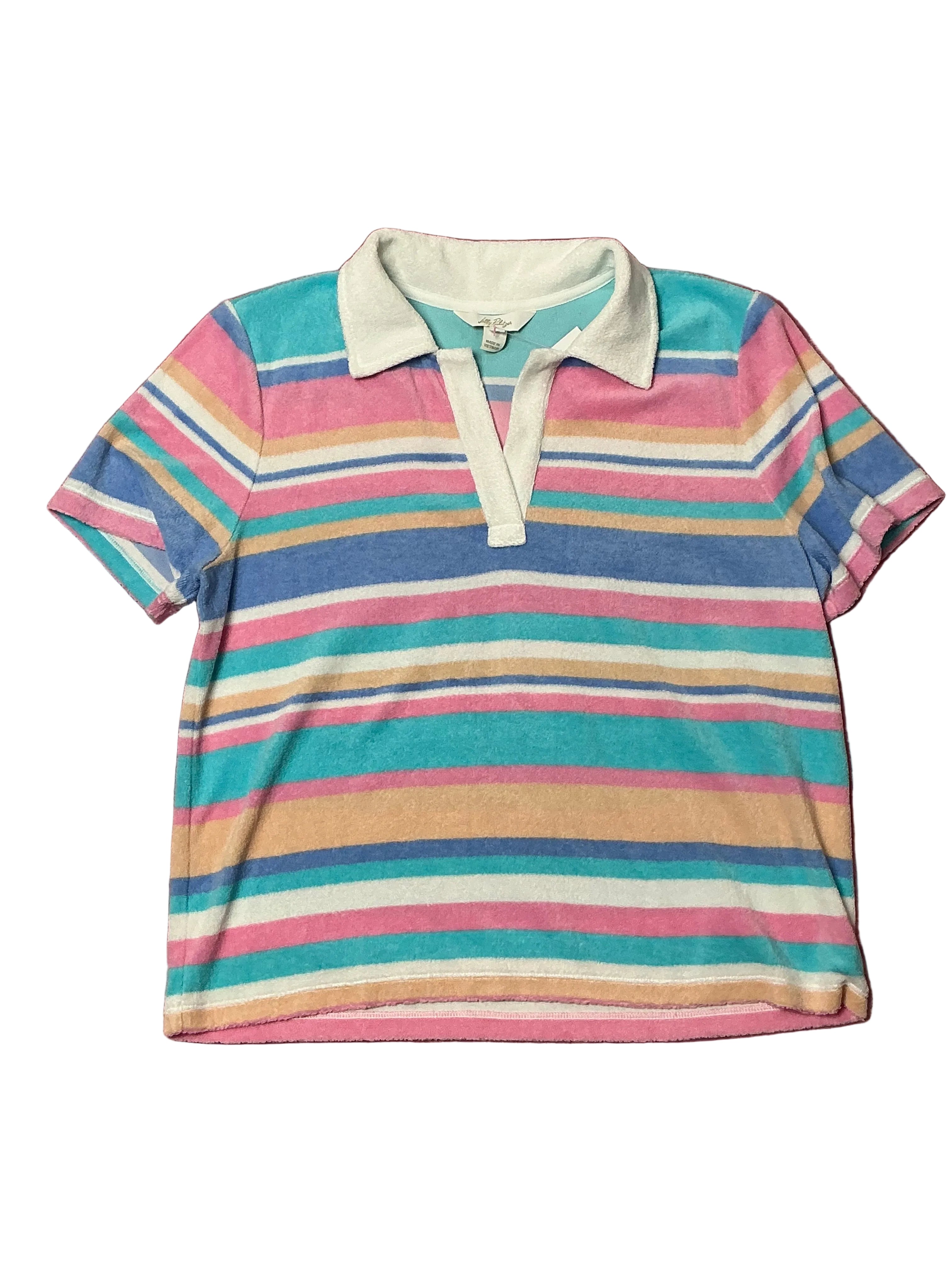 Lilly Pulitzer Brunella Towel Terry Polo Top - Fresh Water Al Fresco Stripe - Size L