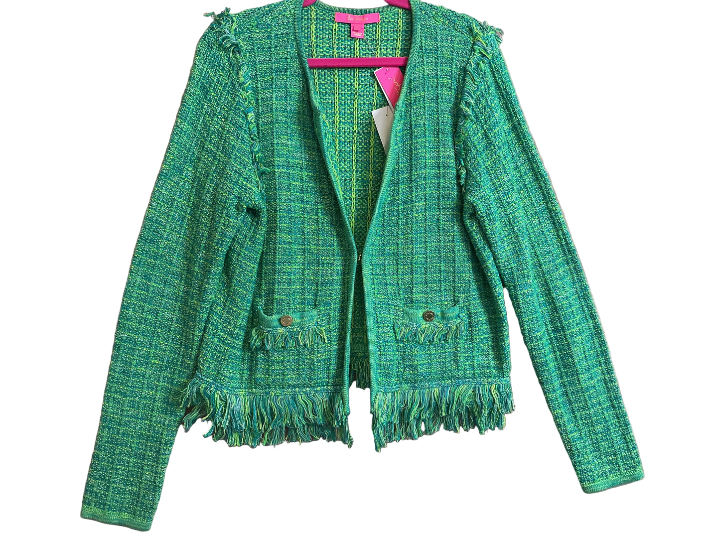 Lilly Pulitzer NWT - Simora Cardigan - Bright Agate Green Exotic Tweed - Size L