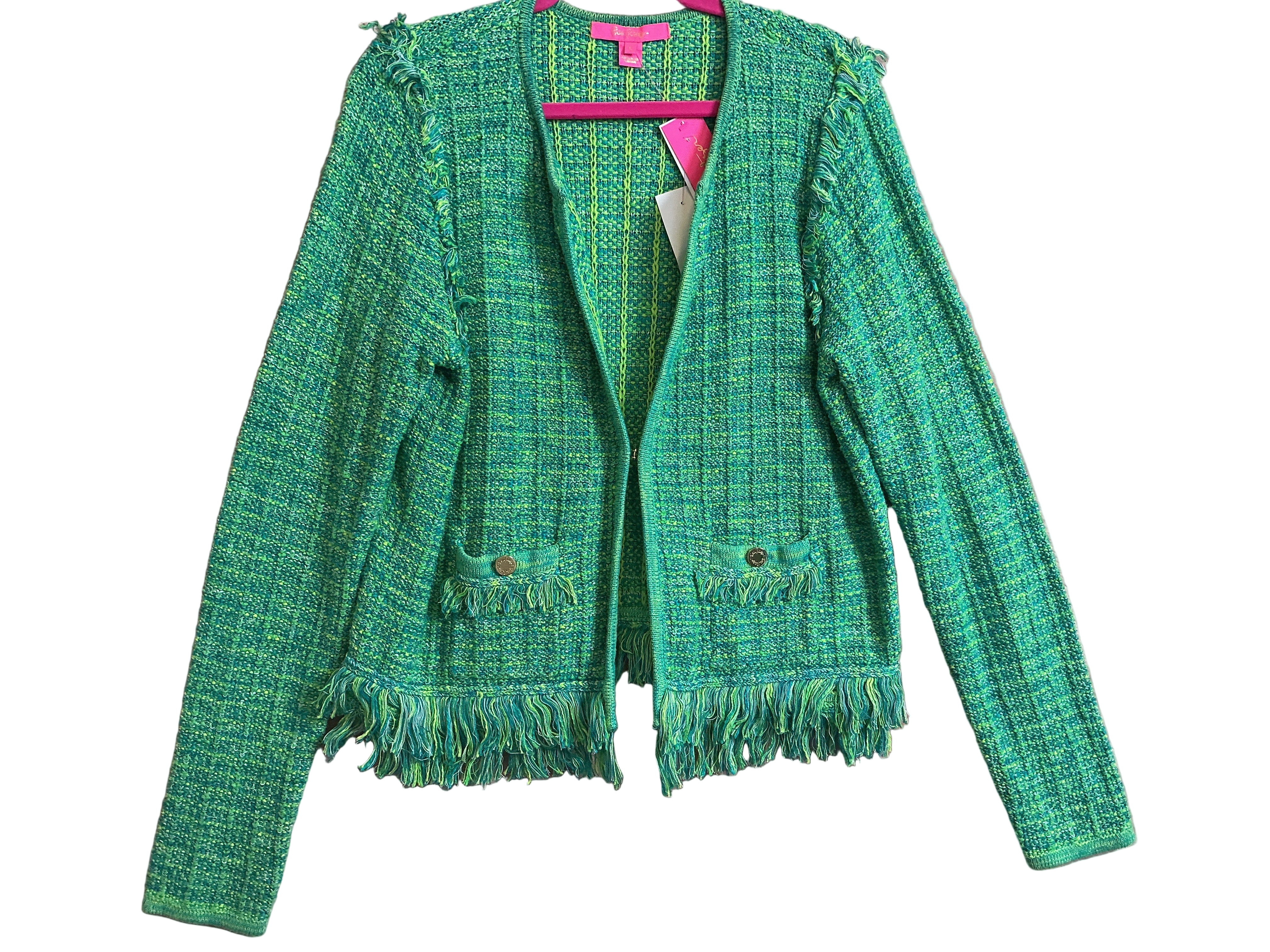 Lilly Pulitzer NWT - Simora Cardigan - Bright Agate Green Exotic Tweed - Size L
