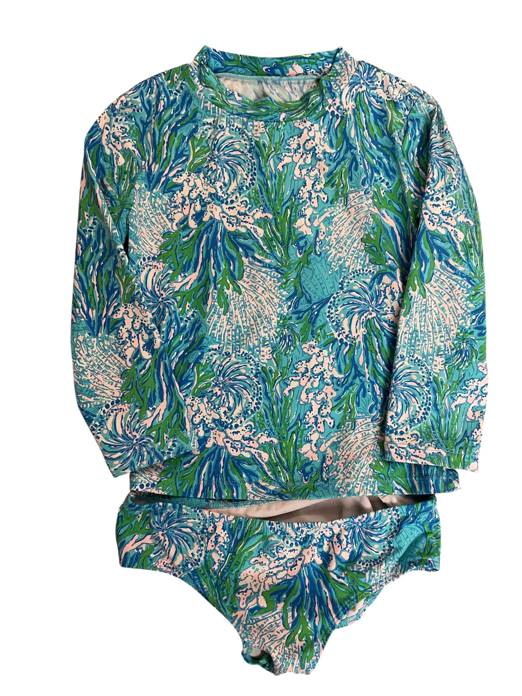 Lilly Pulitzer Girls Kids Bobby Rashguard 2PC Set Shell Of A Party - Size 7
