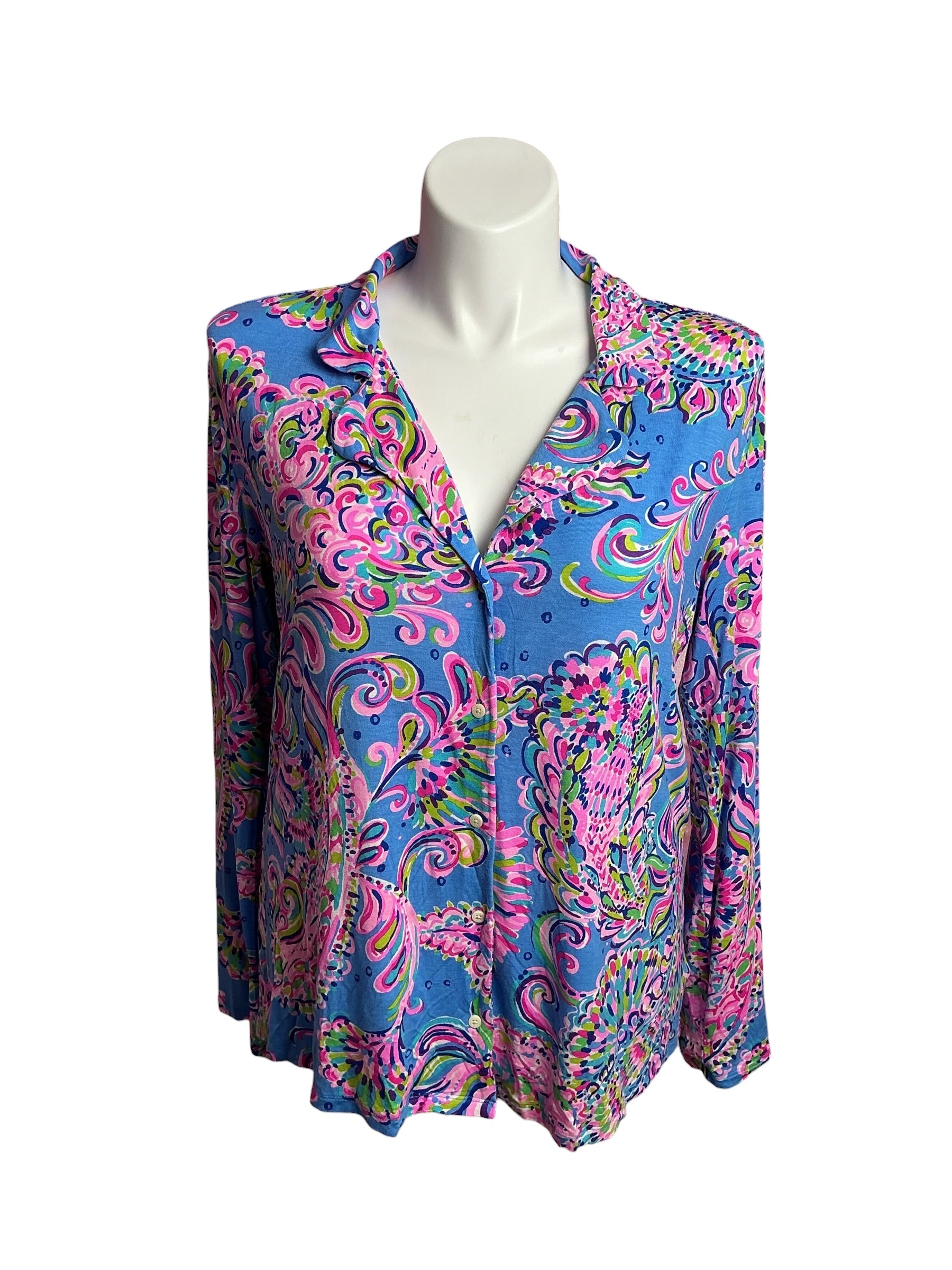 Lilly Pulitzer- PJ Knit Long Sleeve Multi Mermaid Grotto Size XXL