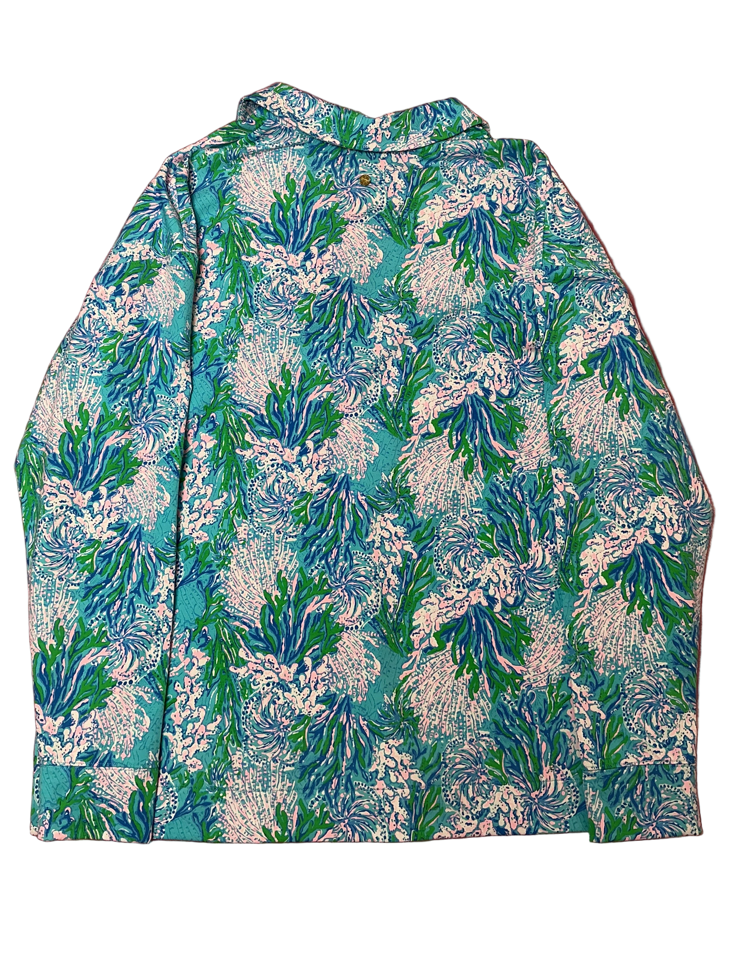 Lilly Pulitzer NWT - Clanton Long Sleeve Top - Las Olas Aqua Strong Current Sea - Size XL