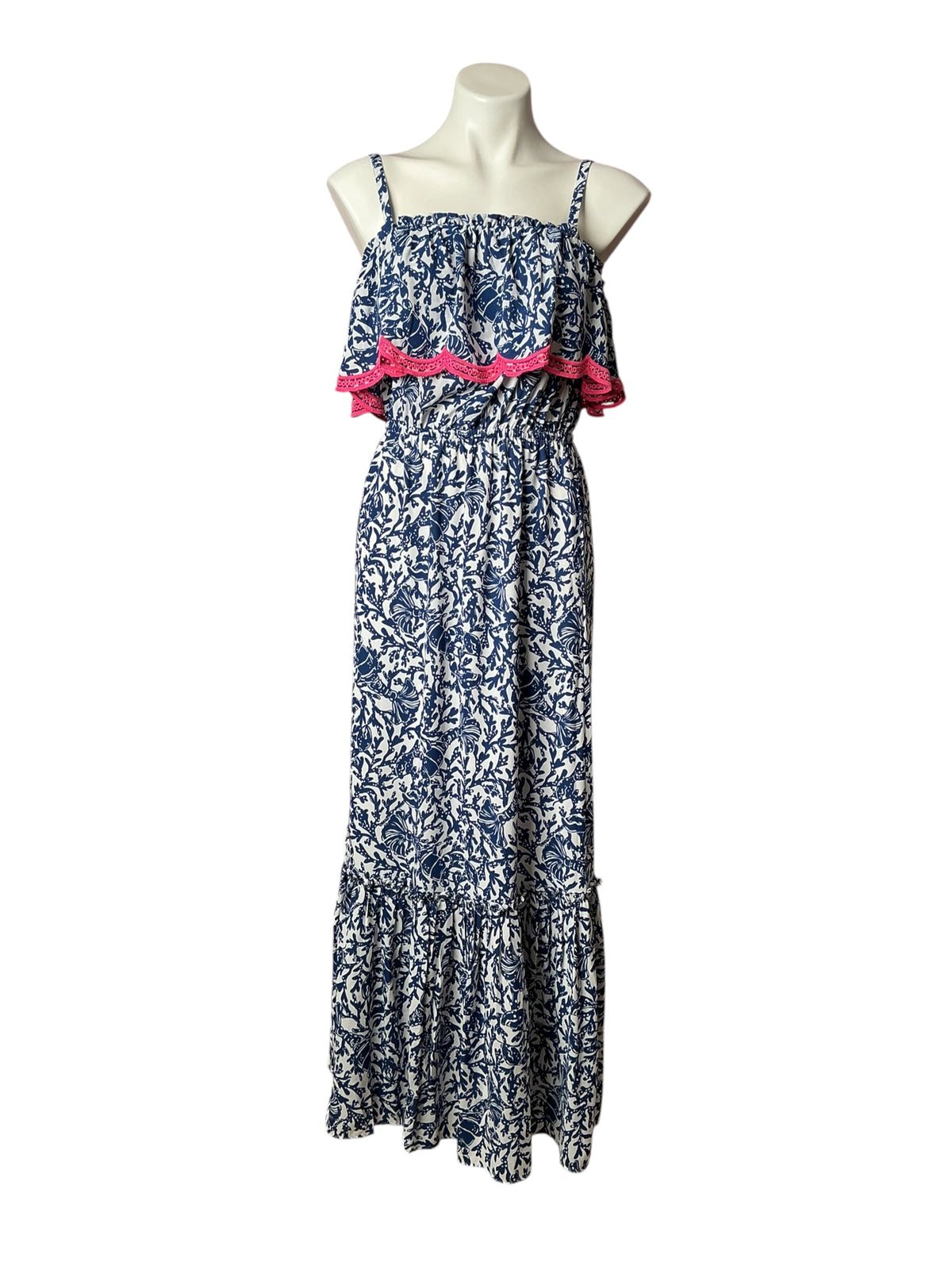 Lilly Pulitzer NWT Adia Maxi Dress Oyster Bay Blue Krillin It - Size S