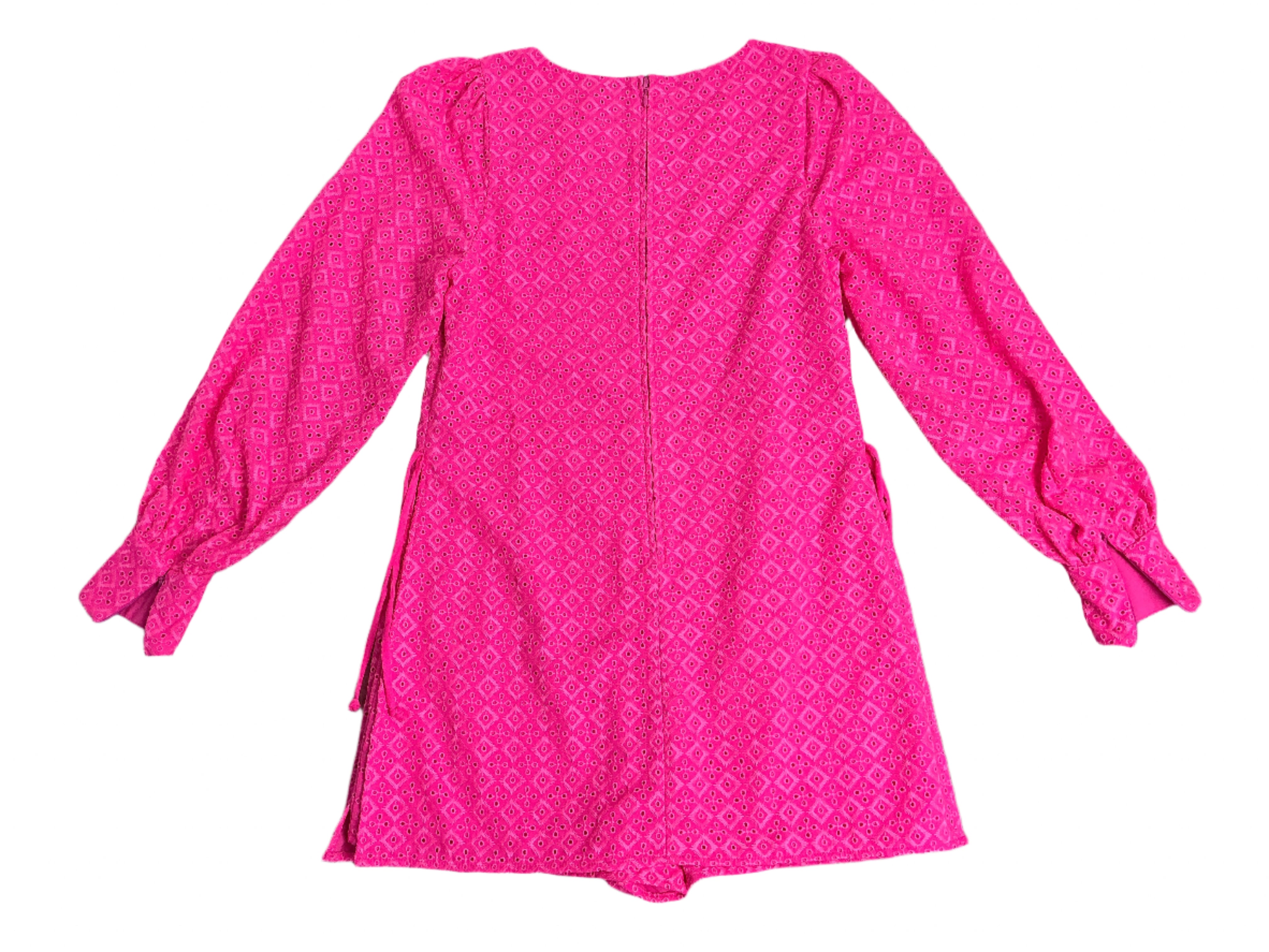 Lilly Pulitzer Aisha Romper - Pink Isle Ditsy Diamond Poly Eyelet - Size 2