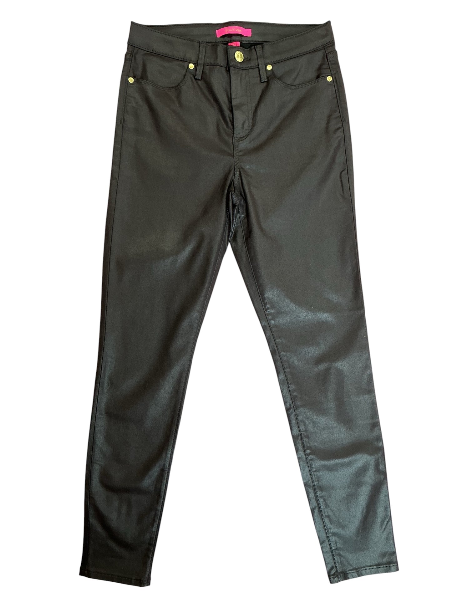 Lilly Pulitzer Eagan Stretch Coated Jeans Solid Black - Size 6