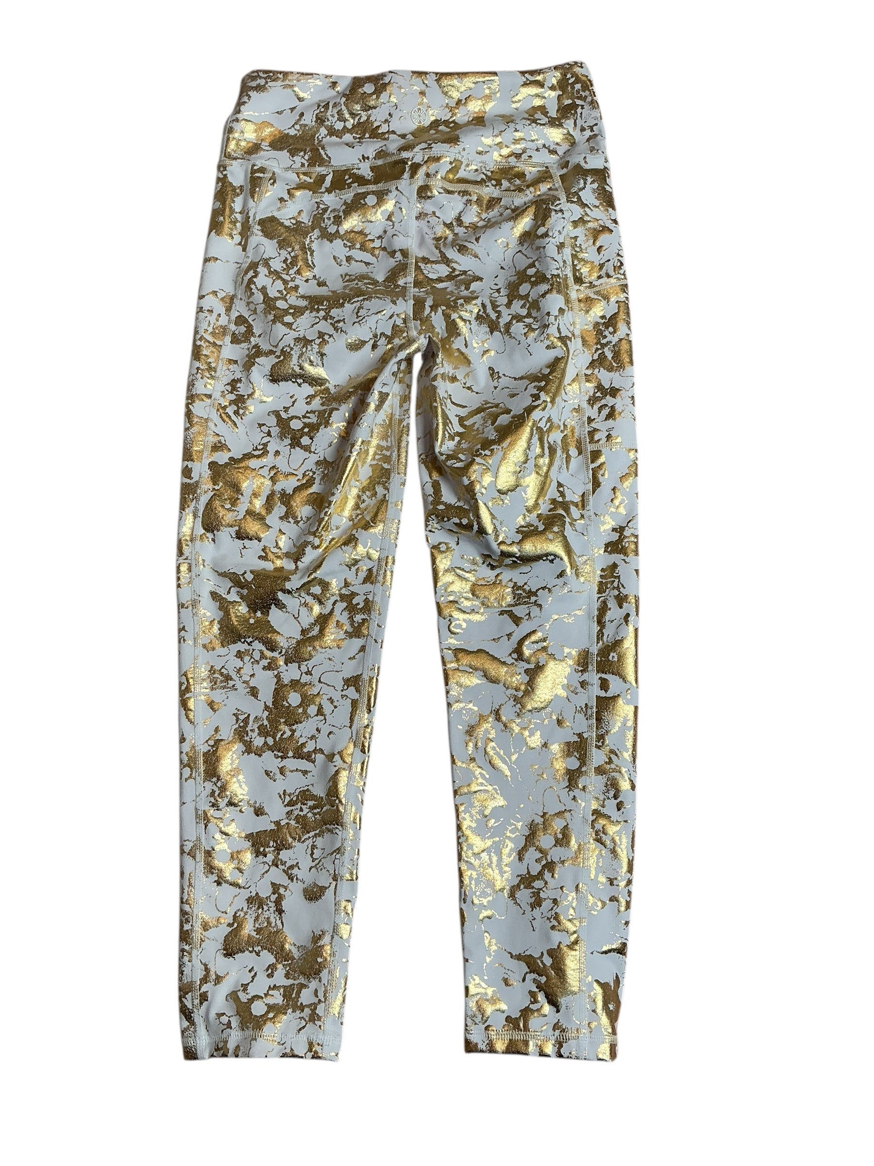 Lilly Pulitzer UPF 50+ Luxletic 24 High Rise Weekender Midi Legging in the Gold Shoreline Foil - Size M