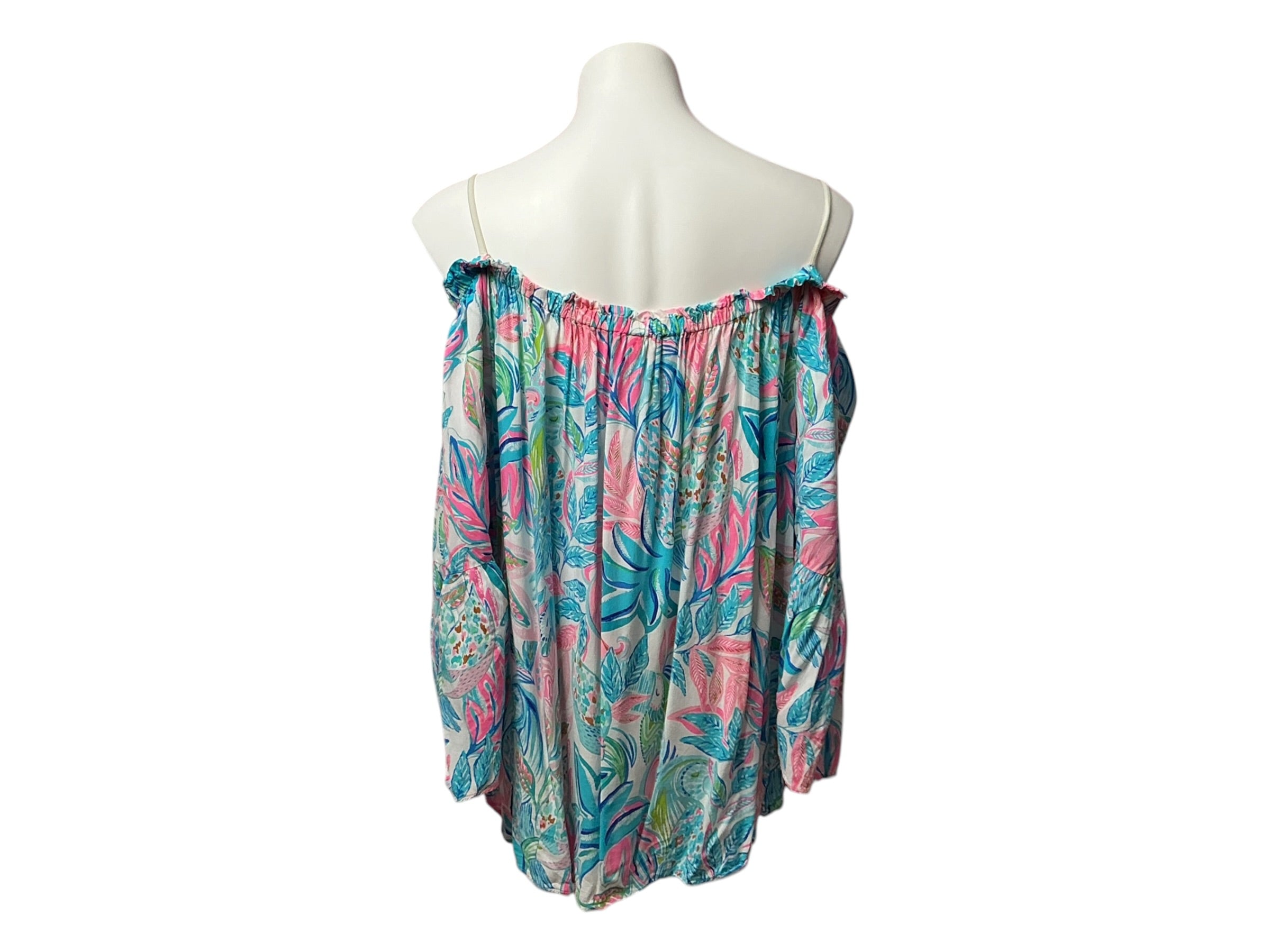 Lilly Pulitzer Nevie Off-The-Shoulder Top Toucan Do It Better - Size XL