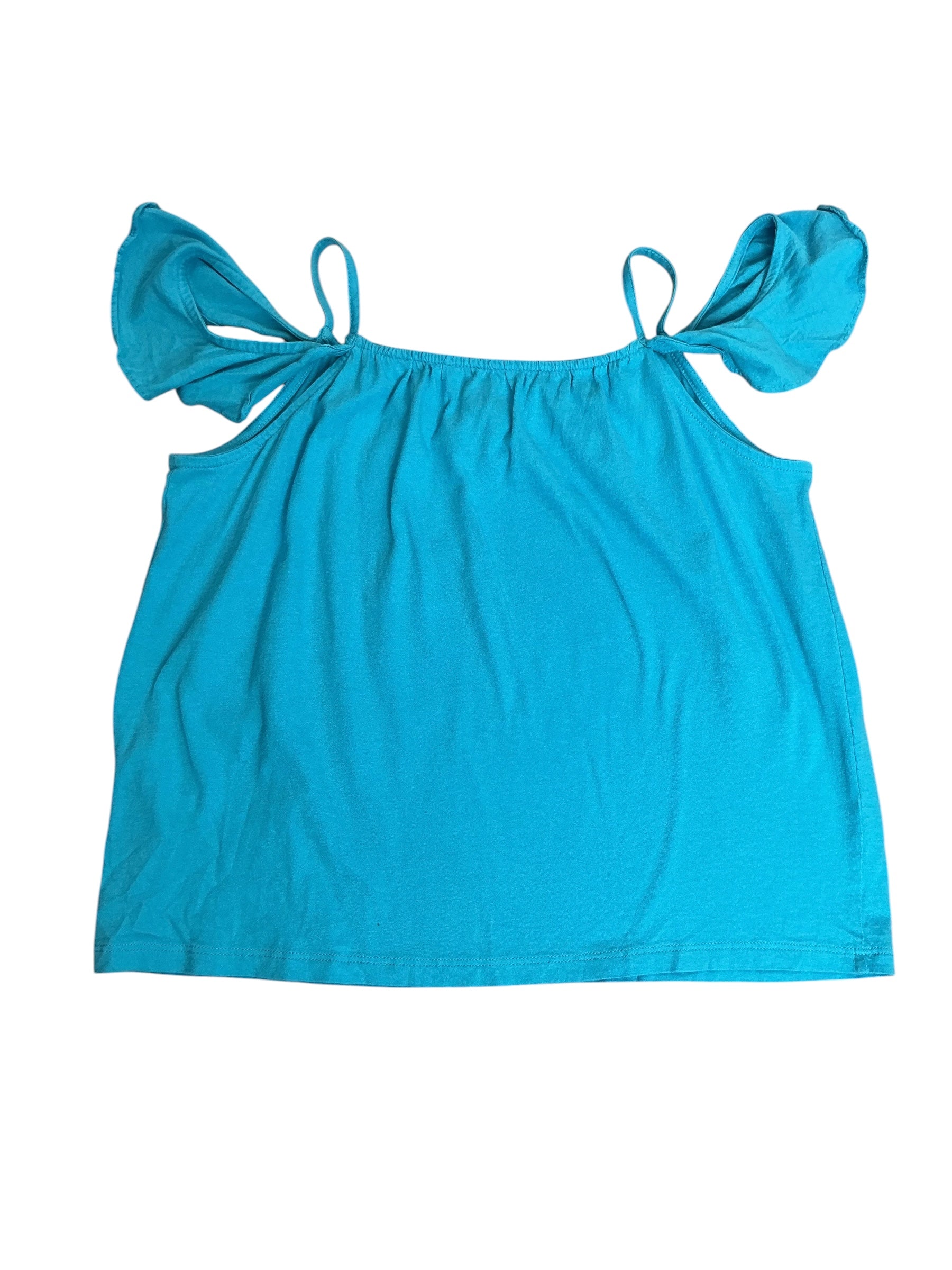 Lilly Pulitzer Kids Girls Layne Knit Cold Shoulder Top Sparkling Blue - Size L 8-10