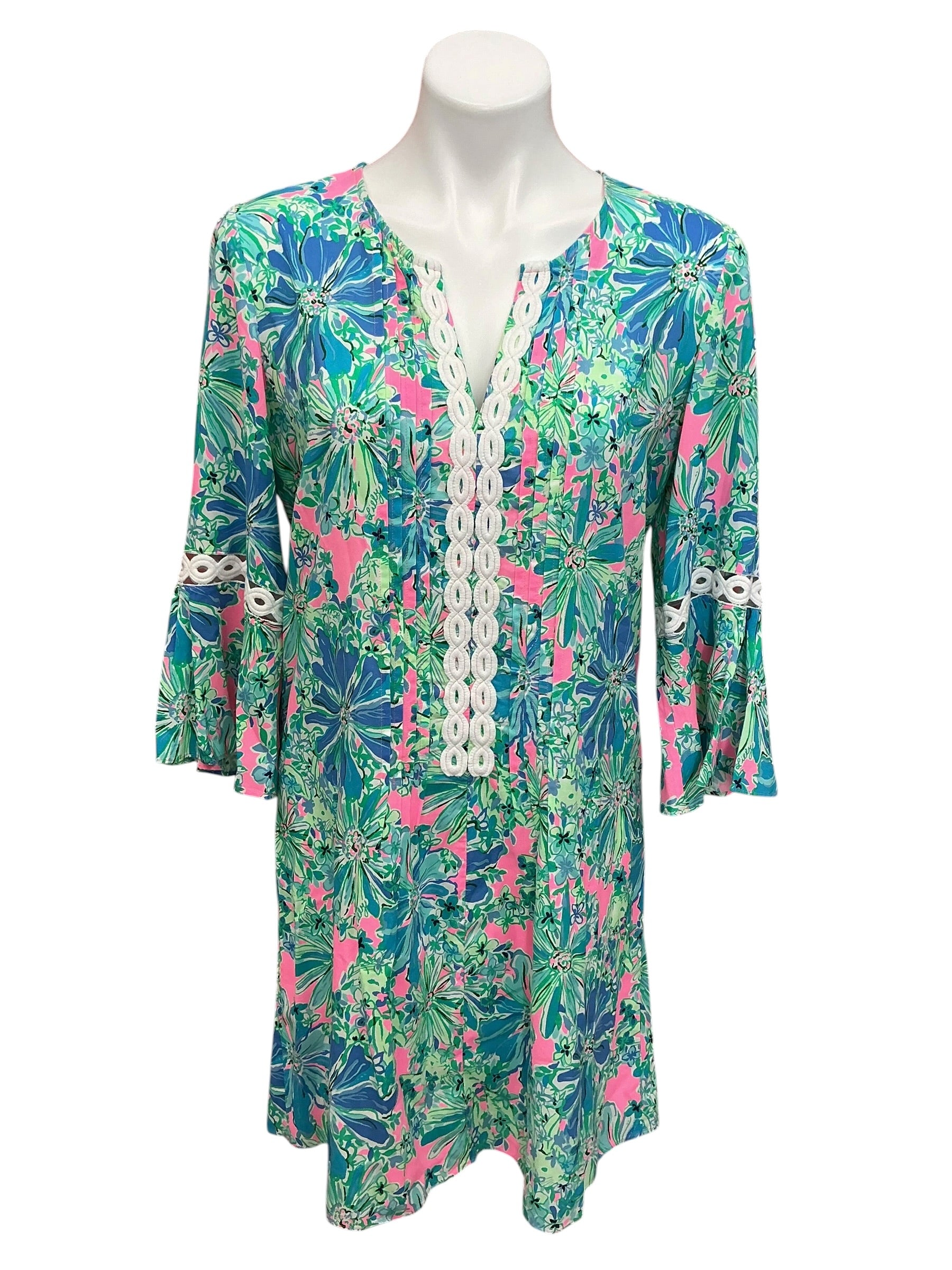 Lilly Pulitzer NWT Hollie 3/4 Sleeve Tuni Soleil Pink Good Hare Day - Size M