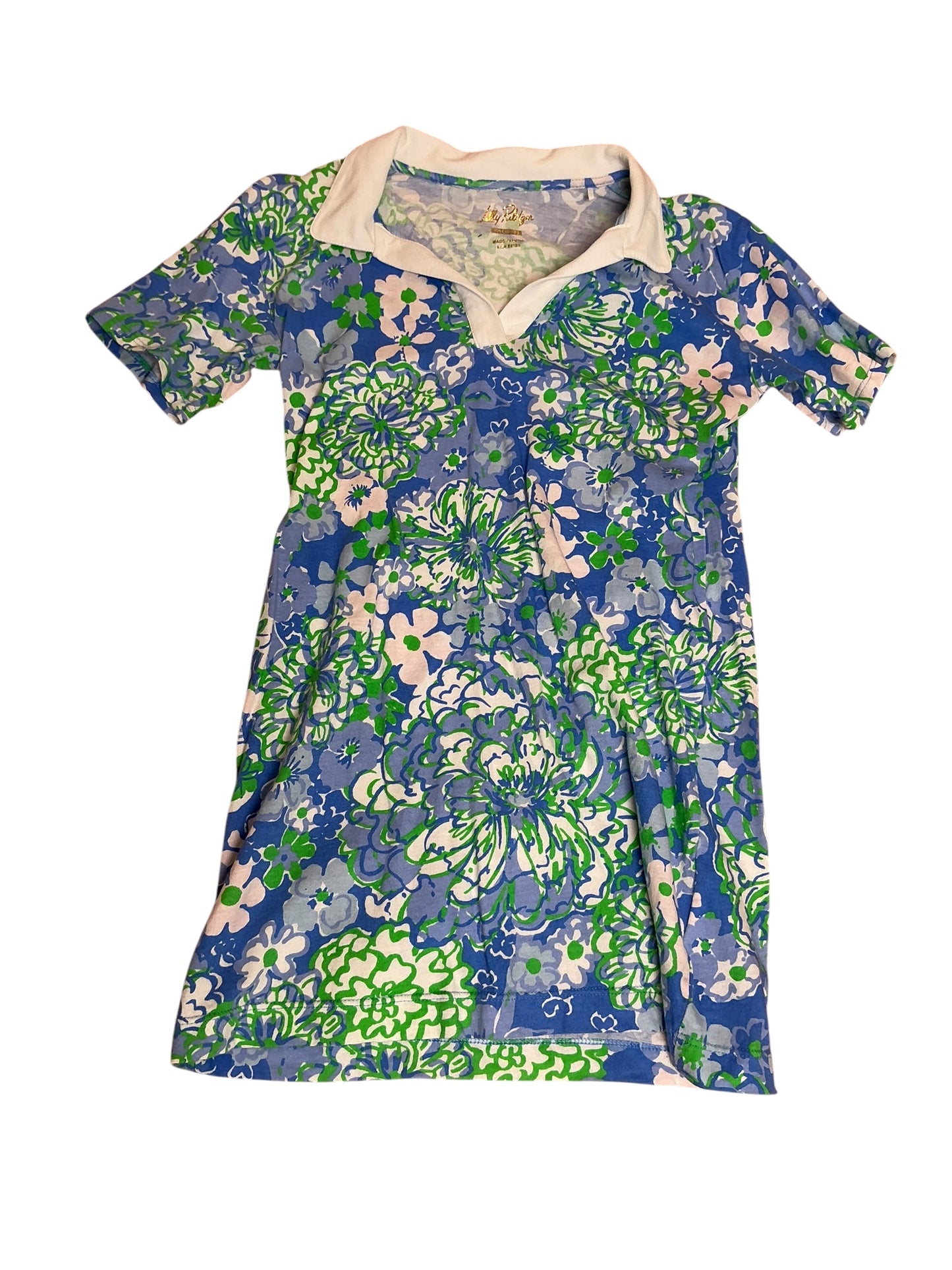 Lilly Pulitzer Girls UPF 50+ Alden Dress Sunwashed Blue Plumes In Bloom - Size M