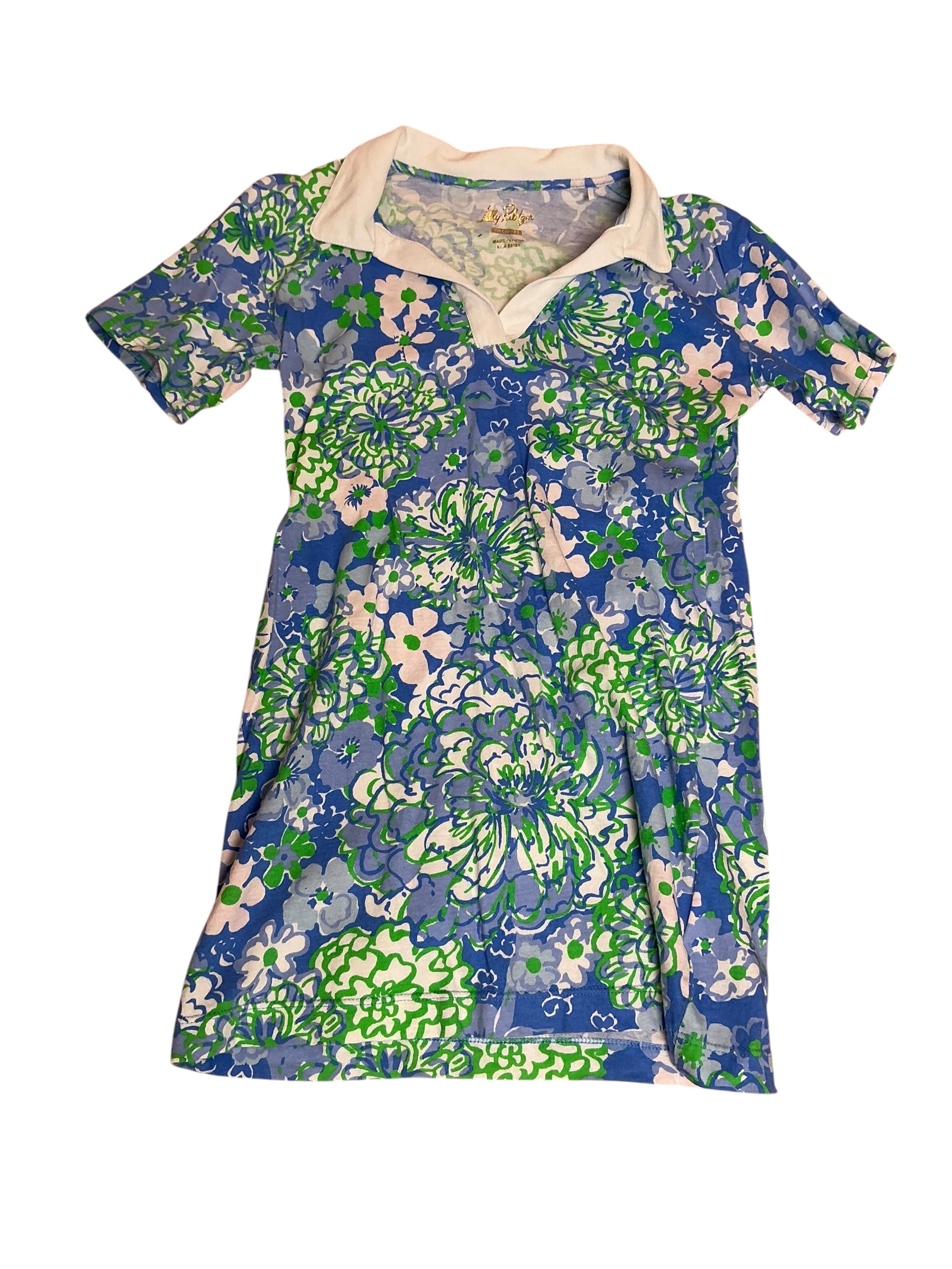 Lilly Pulitzer Girls UPF 50+ Alden Dress Sunwashed Blue Plumes In Bloom - Size M