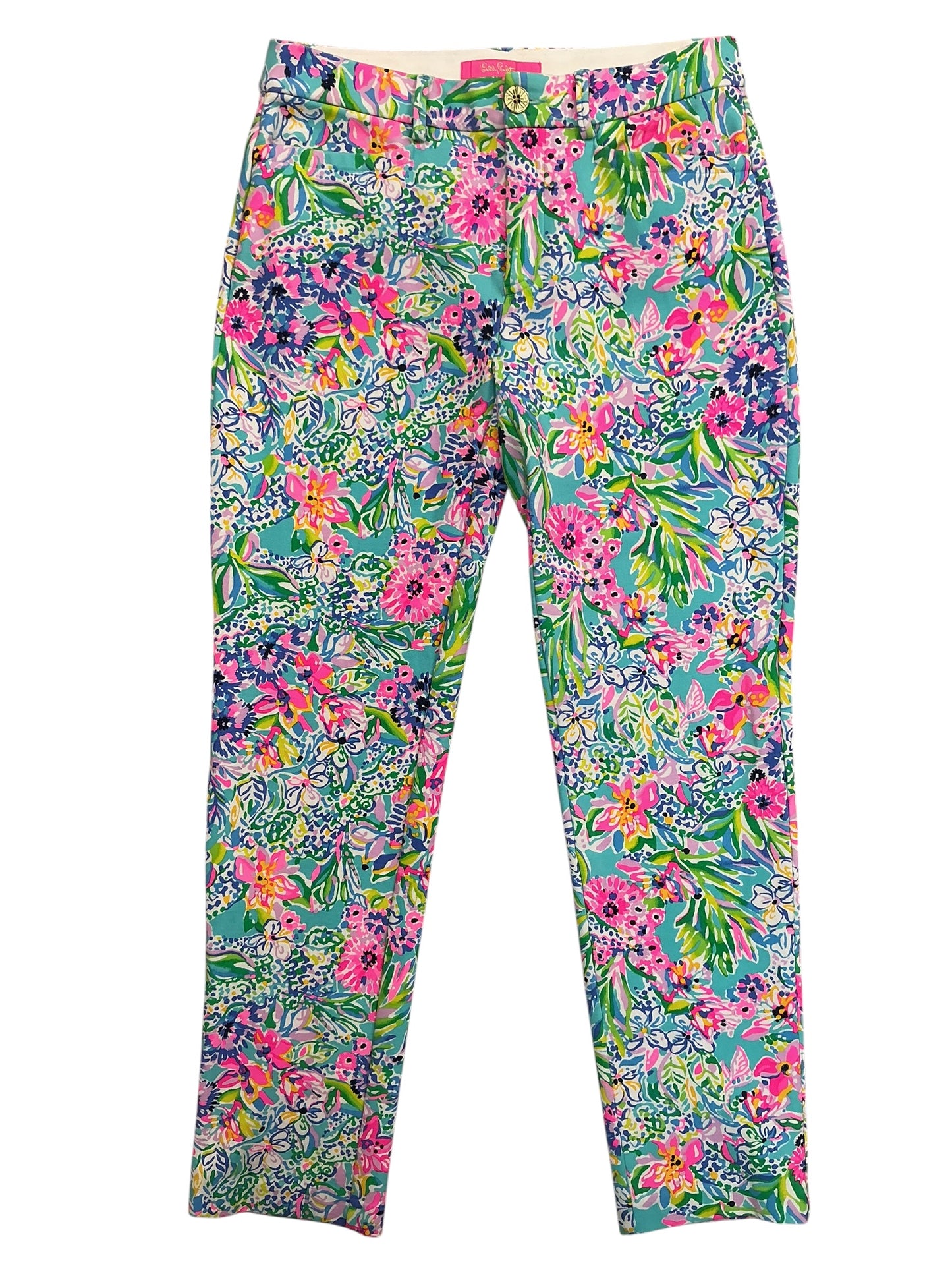 Lilly Pulitzer Kelly High Rise Ankle Pants Amalfi Blue Alligator Isle - Size 4