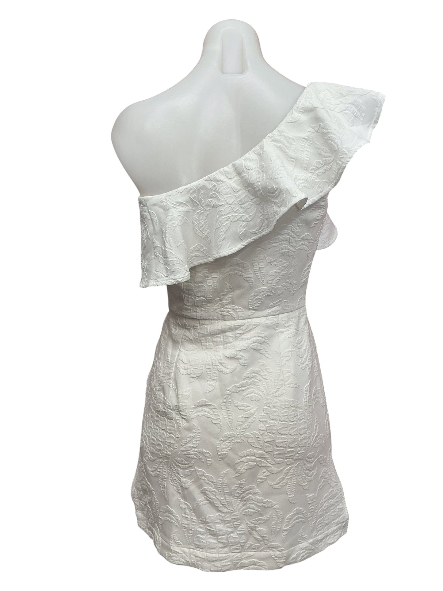 Lilly Pulitzer Kipton One Shoulder Romper Resort White Pineapple Pucker Jacquard - Size 00