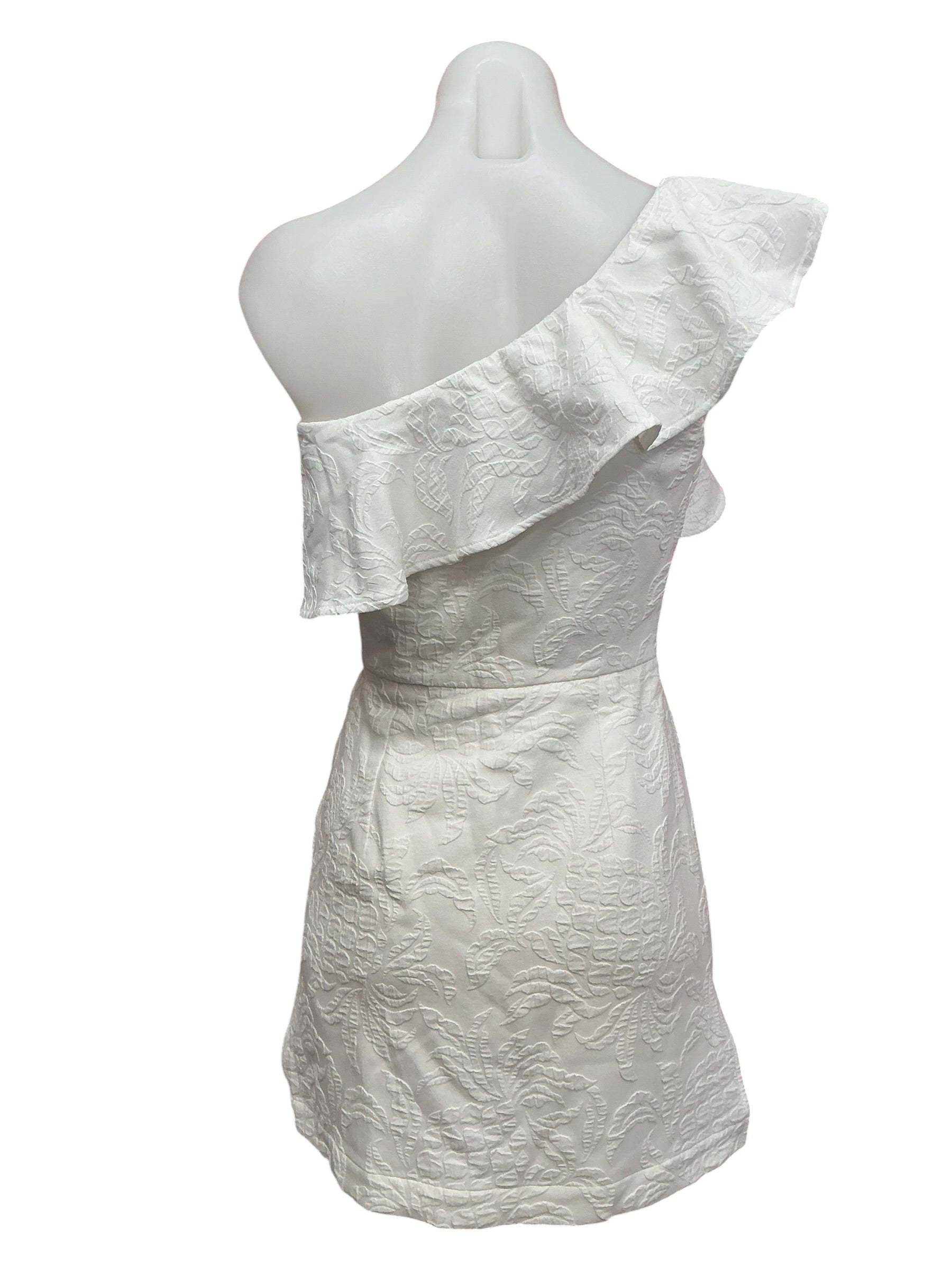 Lilly Pulitzer Kipton One Shoulder Romper Resort White Pineapple Pucker Jacquard - Size 00
