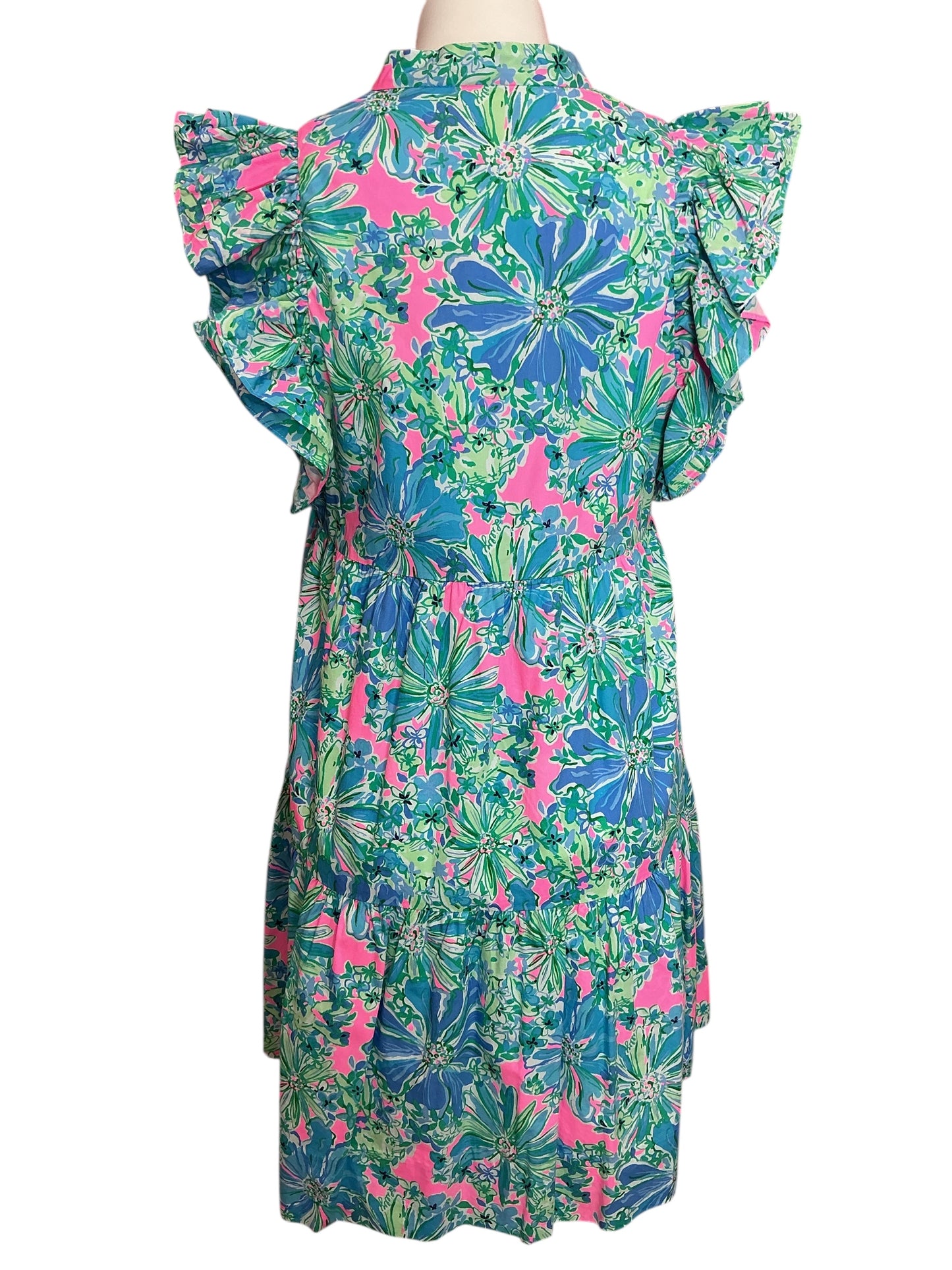Lilly Pulitzer Aldena Floral Ruffled Tiered Minidress Multi A Cherry On Top - Size S