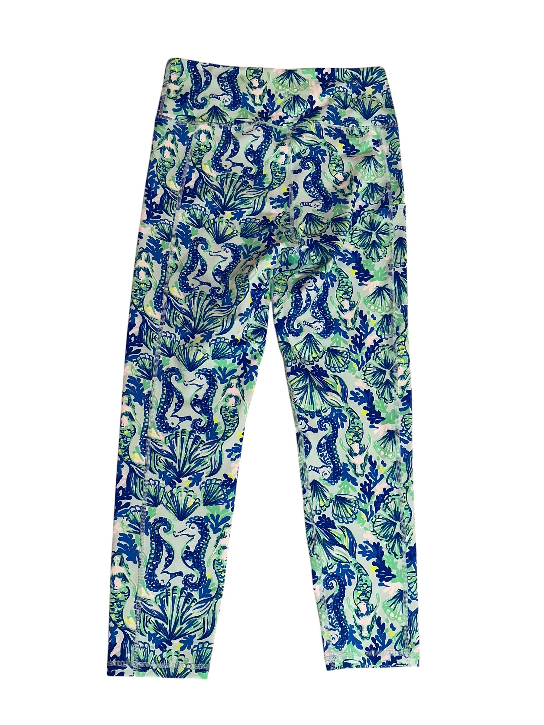 Lilly Pulitzer Luxletic Weekender High Rise Midi Legging Sea Glass Aqua Seeing Double - Size M