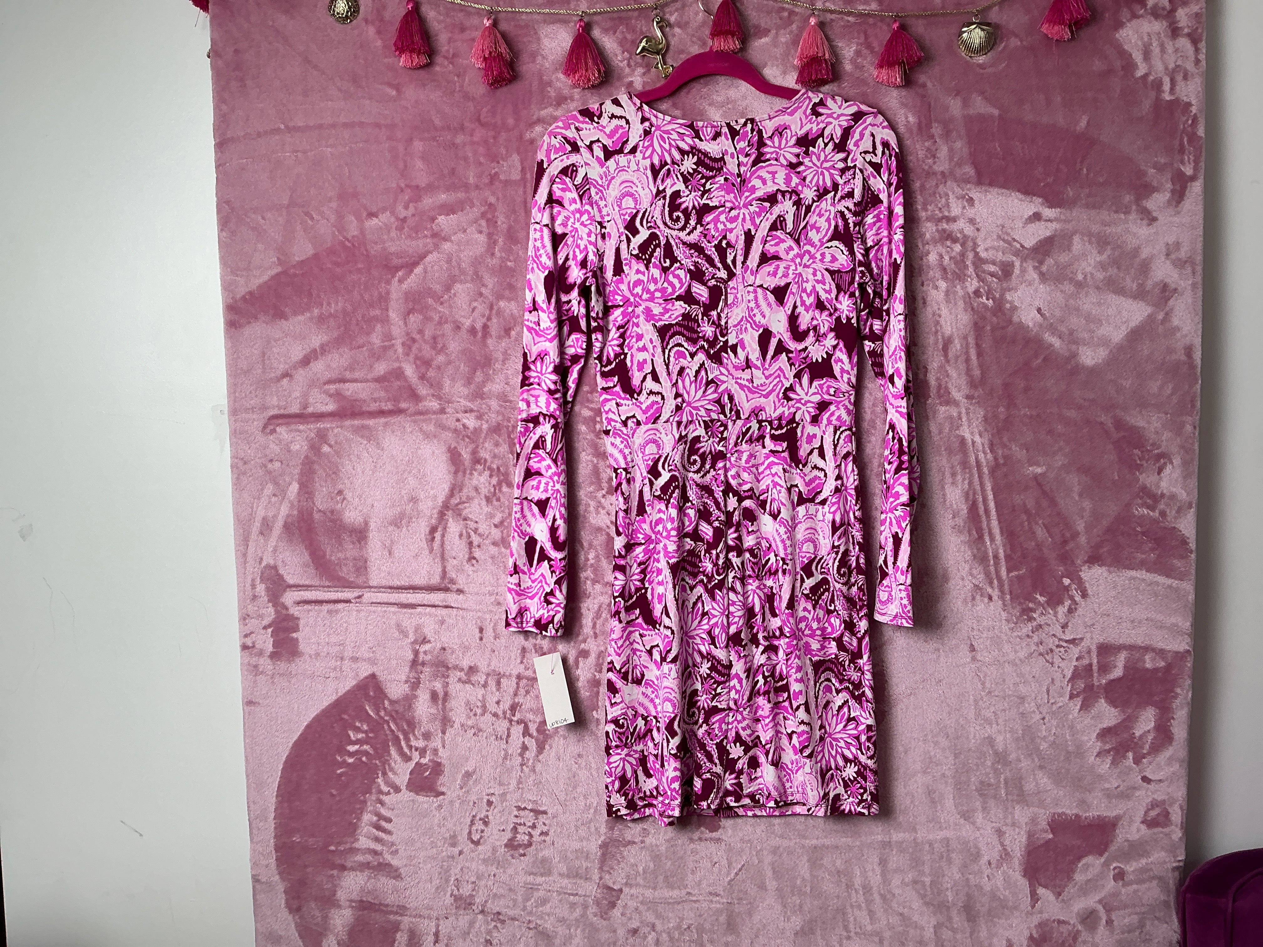 Lilly Pulitzer Lynn Long Sleeve Twist Dress - Mulberry Wild Ride - Size XS