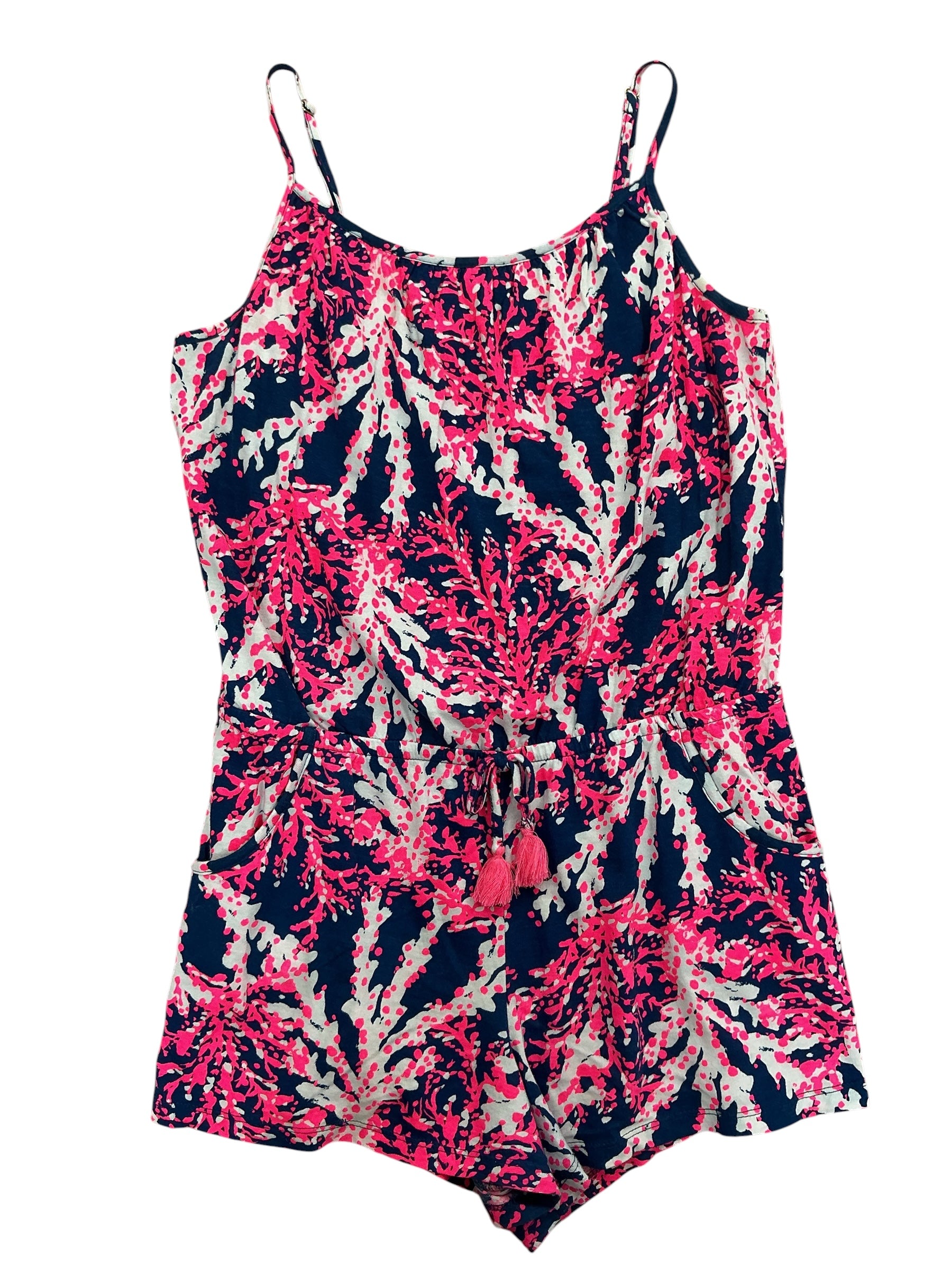 Lilly Pulitzer Kids Girls Jarrett Romper Boca Blue Sea What I Sea - Size XL