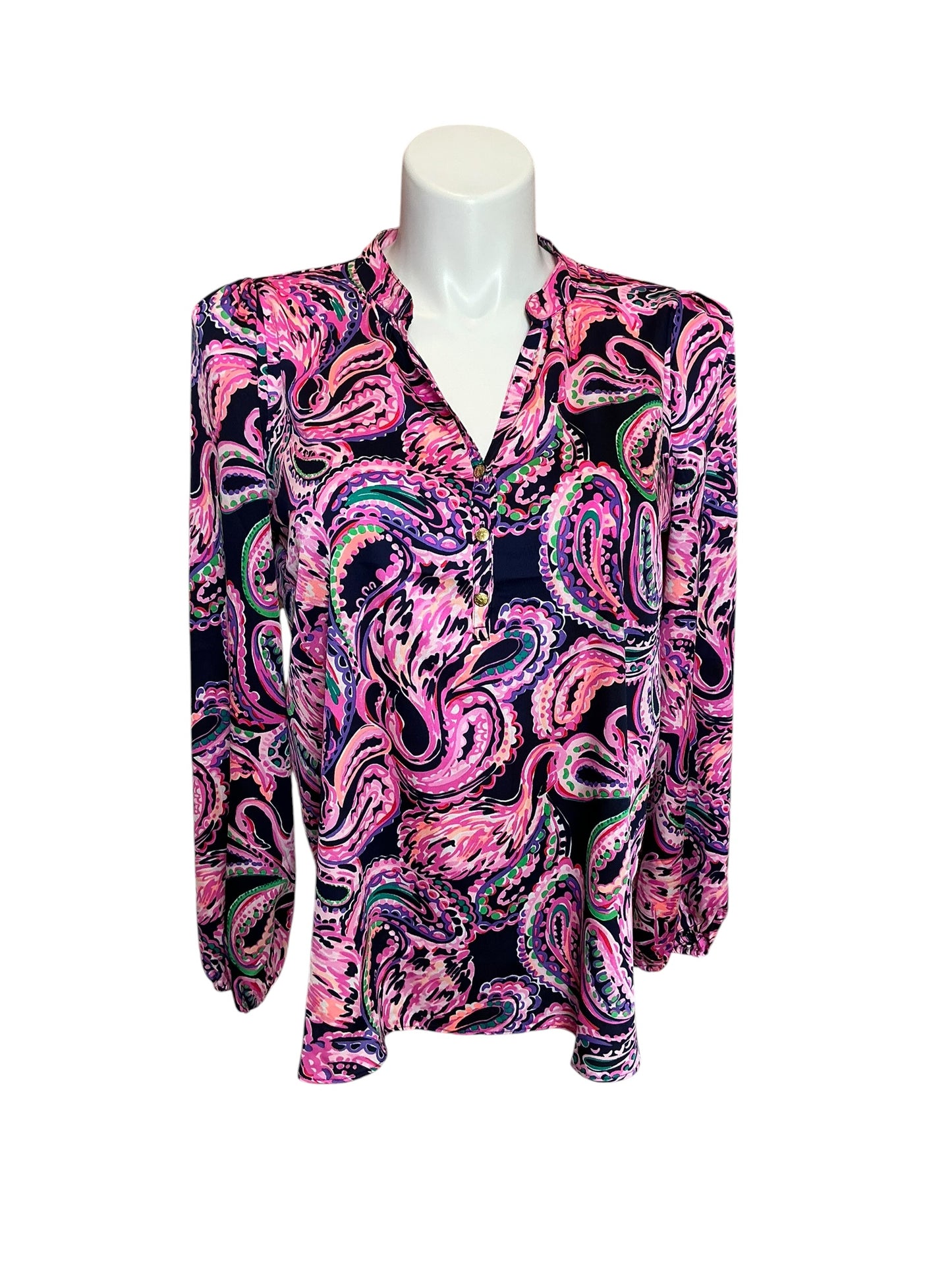 Lilly Pulitzer Elsa Silk Top Flock To The Top - Size M