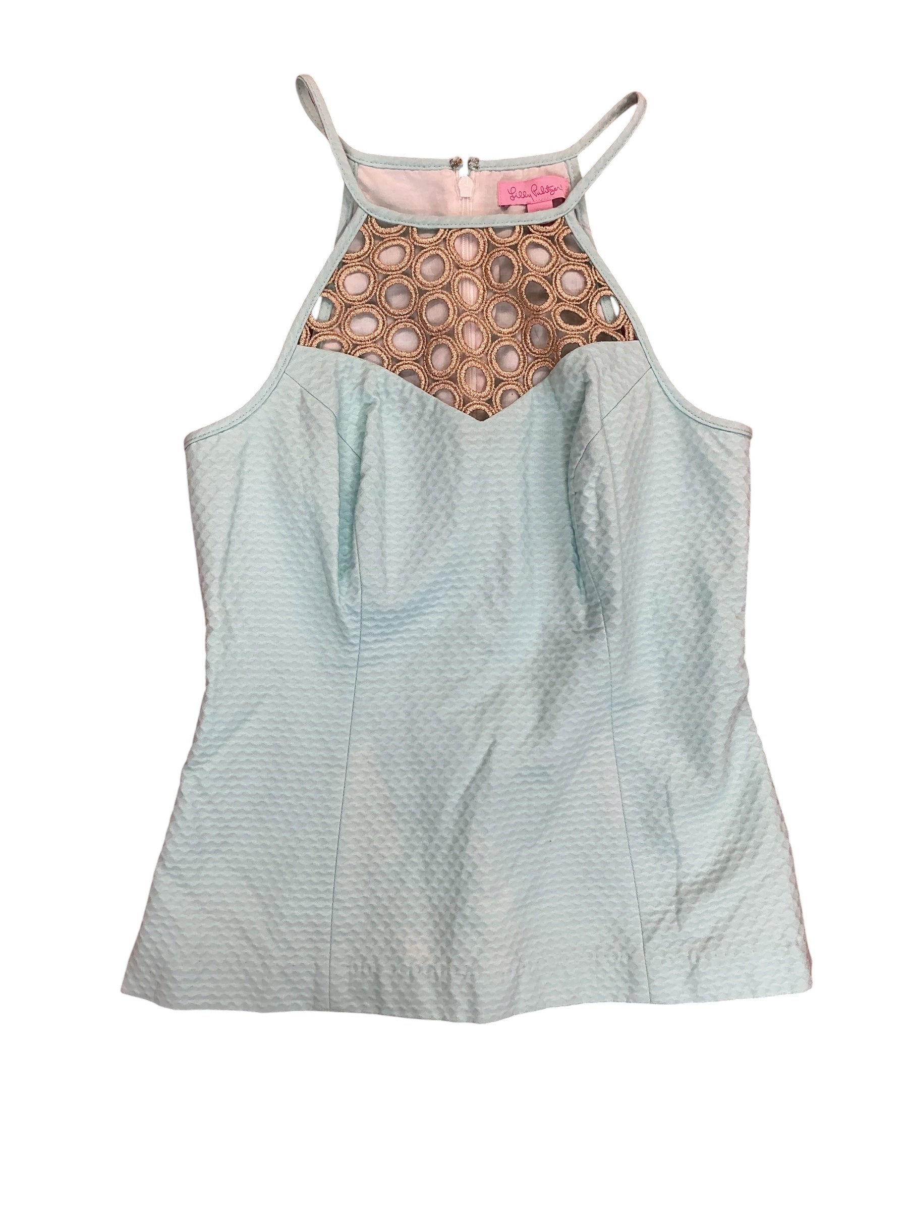 Lilly Pulitzer Larina Halter Top Pool Blue Waffle Weave - Size 00