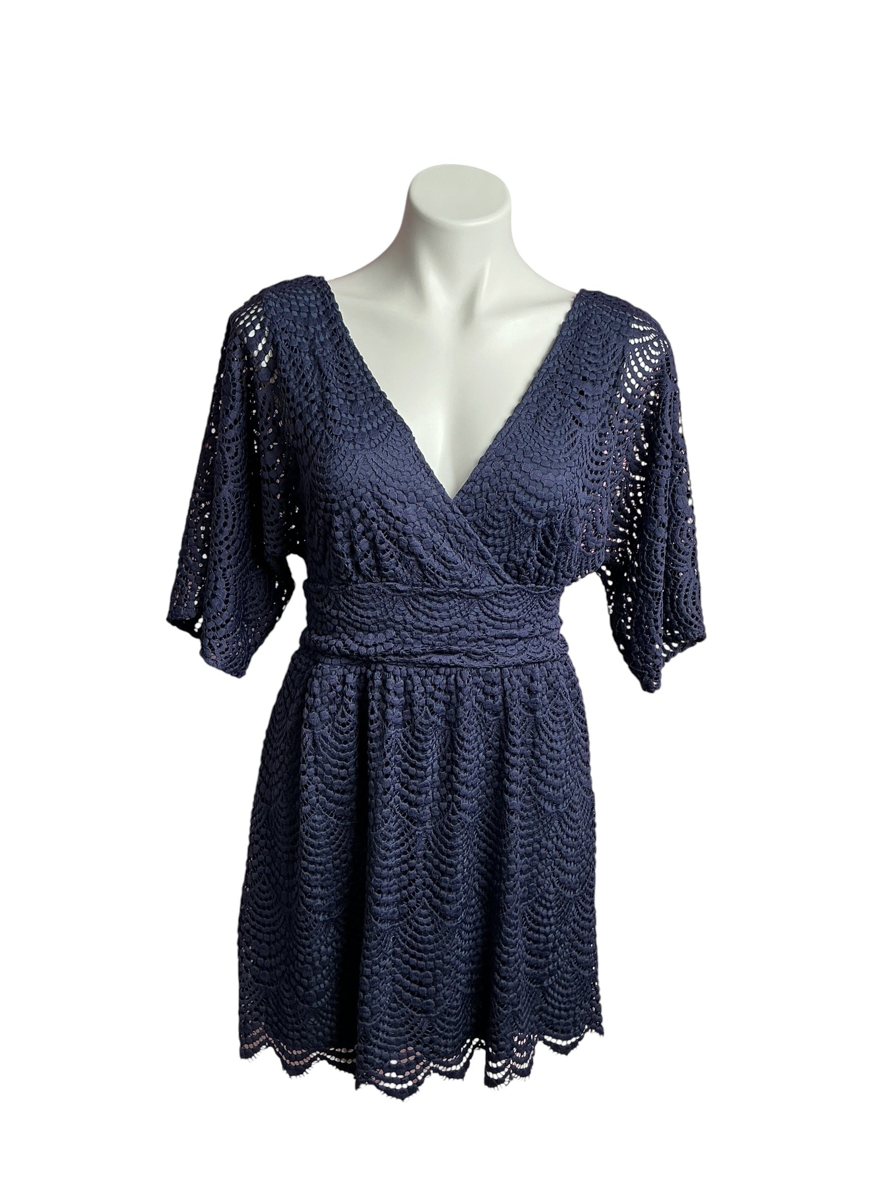 Lilly Pulitzer- Parigi Skort Romper True Navy Scalloped Shell Lace Size S