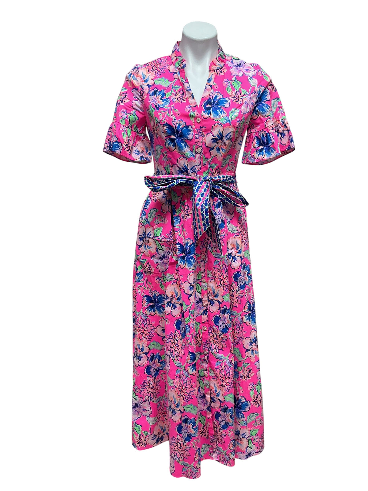 Lilly Pulitzer NWT Marlisa Stretch Midi Dress Pink Isle Last Bud Not Least Engineered - Size 0