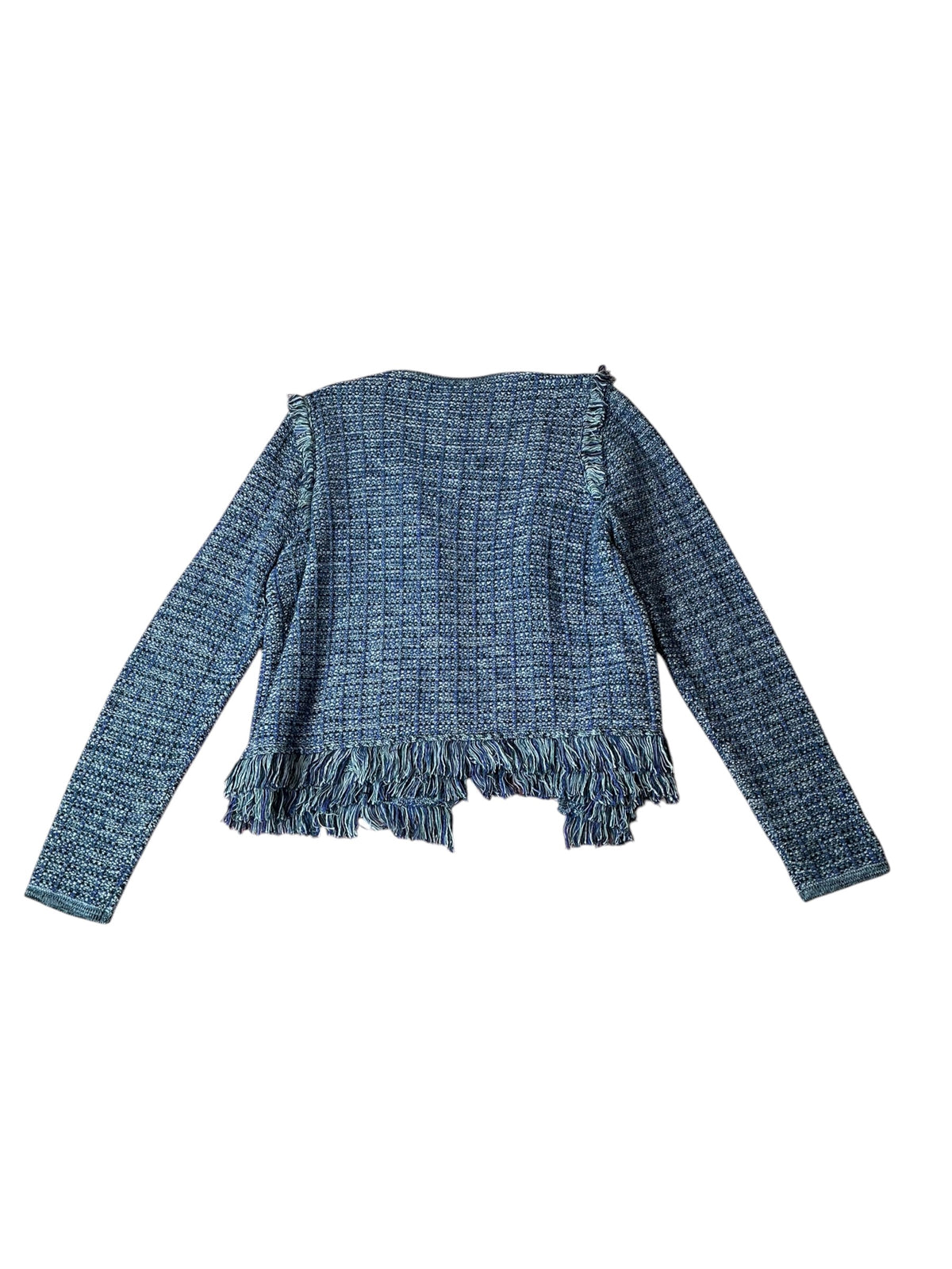 Lilly Pulitzer Simora Fringe Cardigan Oyster Bay Navy Exotic Tweed - Size XL