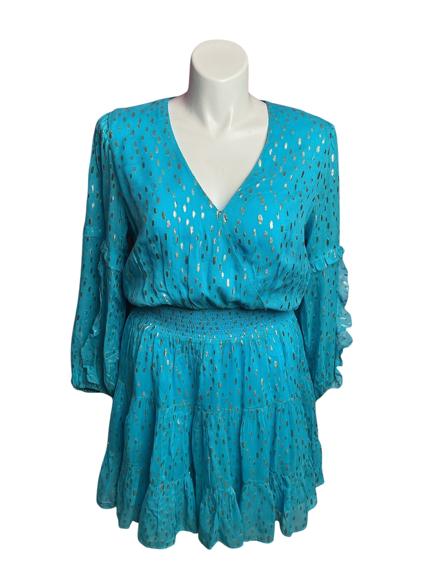 Lilly Pulitzer- NWT Heline Dress Turquoise Oasis Viscose Metallic Dobby Size 16