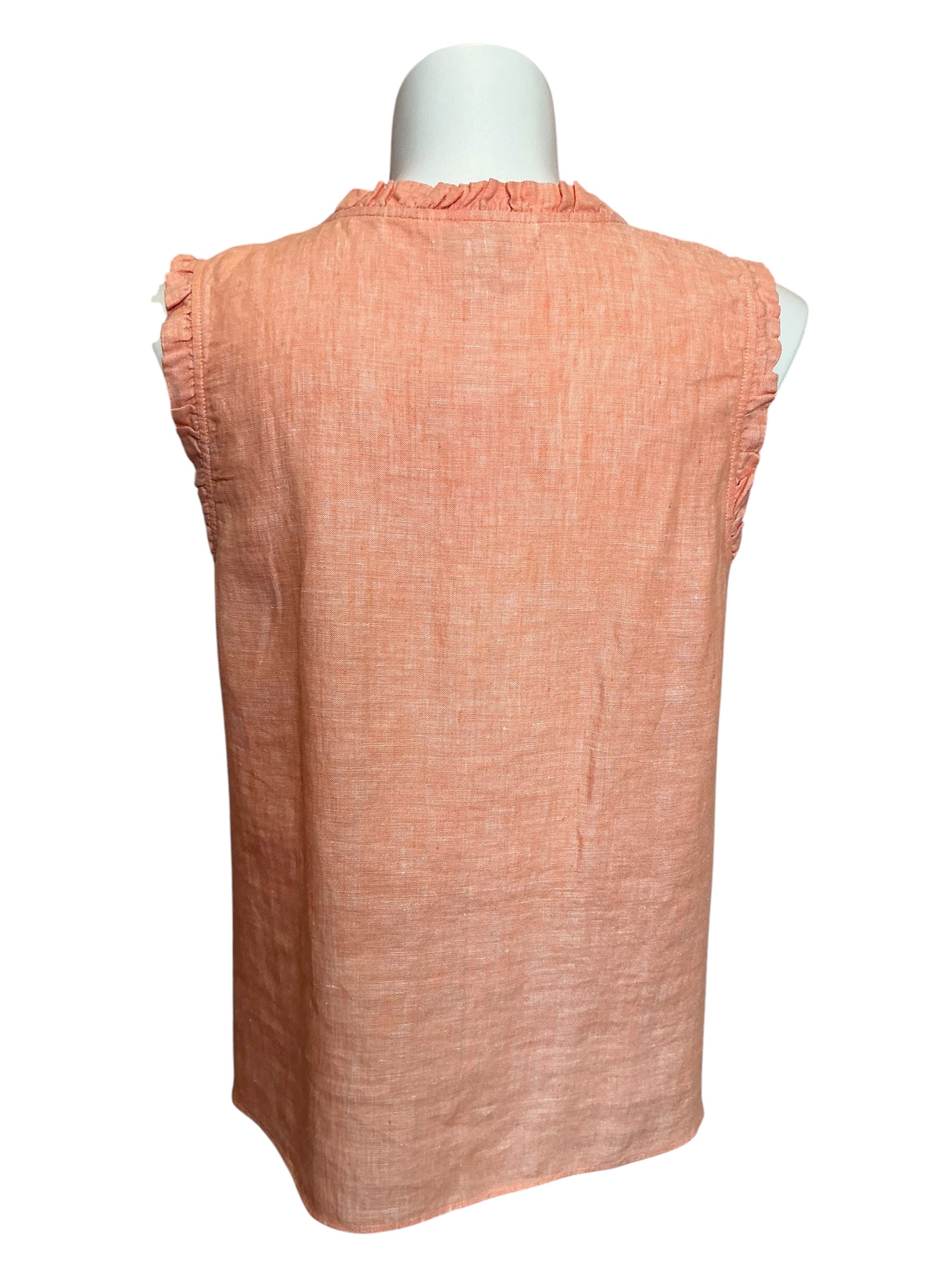 Lilly Pulitzer Kavalla Sleeveless Ruffle Top Papaya X Resort White - Size XL