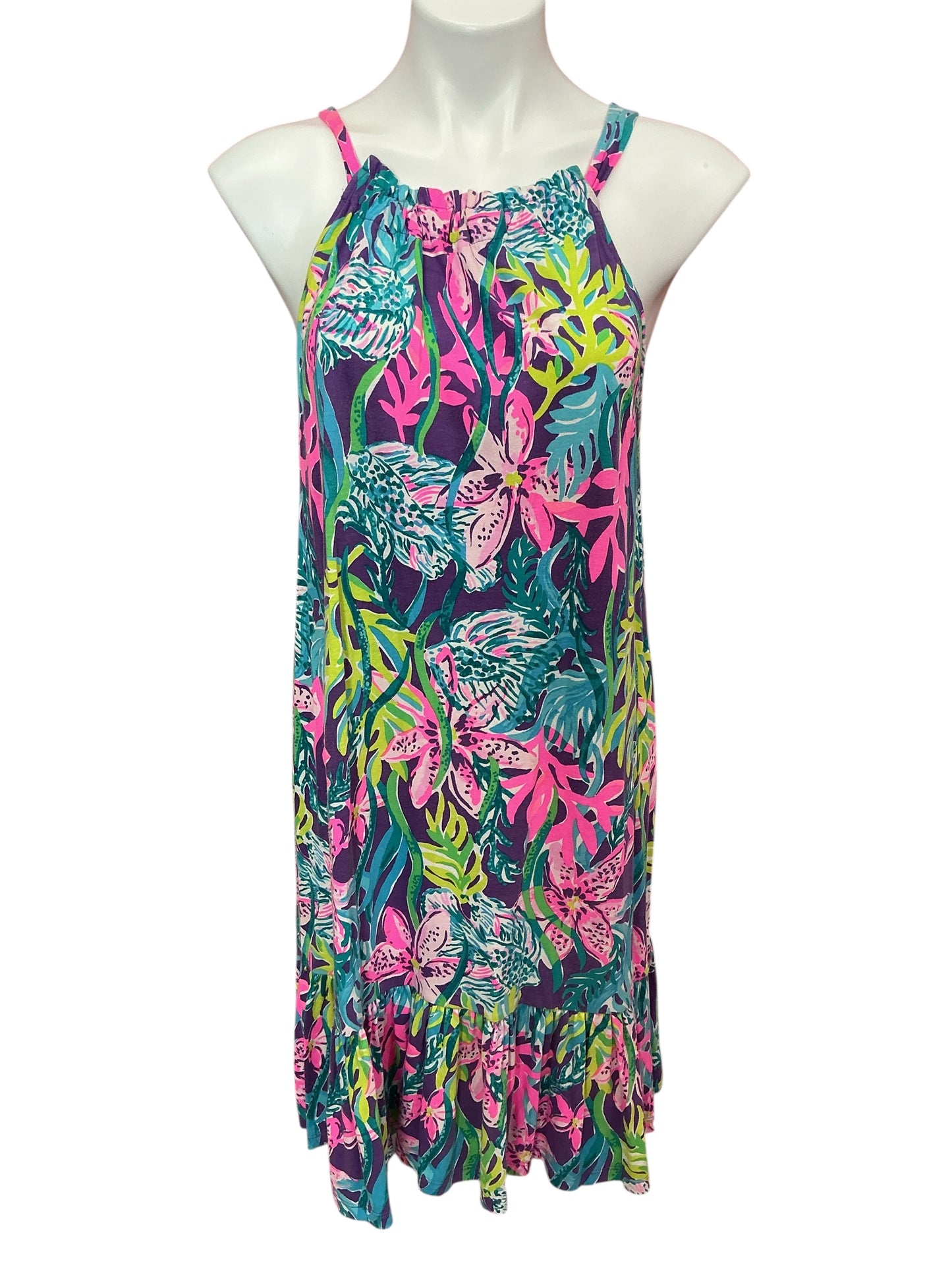 lily pulitzer halter dress Vintage 80s Lilly Pulitzer Halter Dress, Tropical Print, Designer Collectible