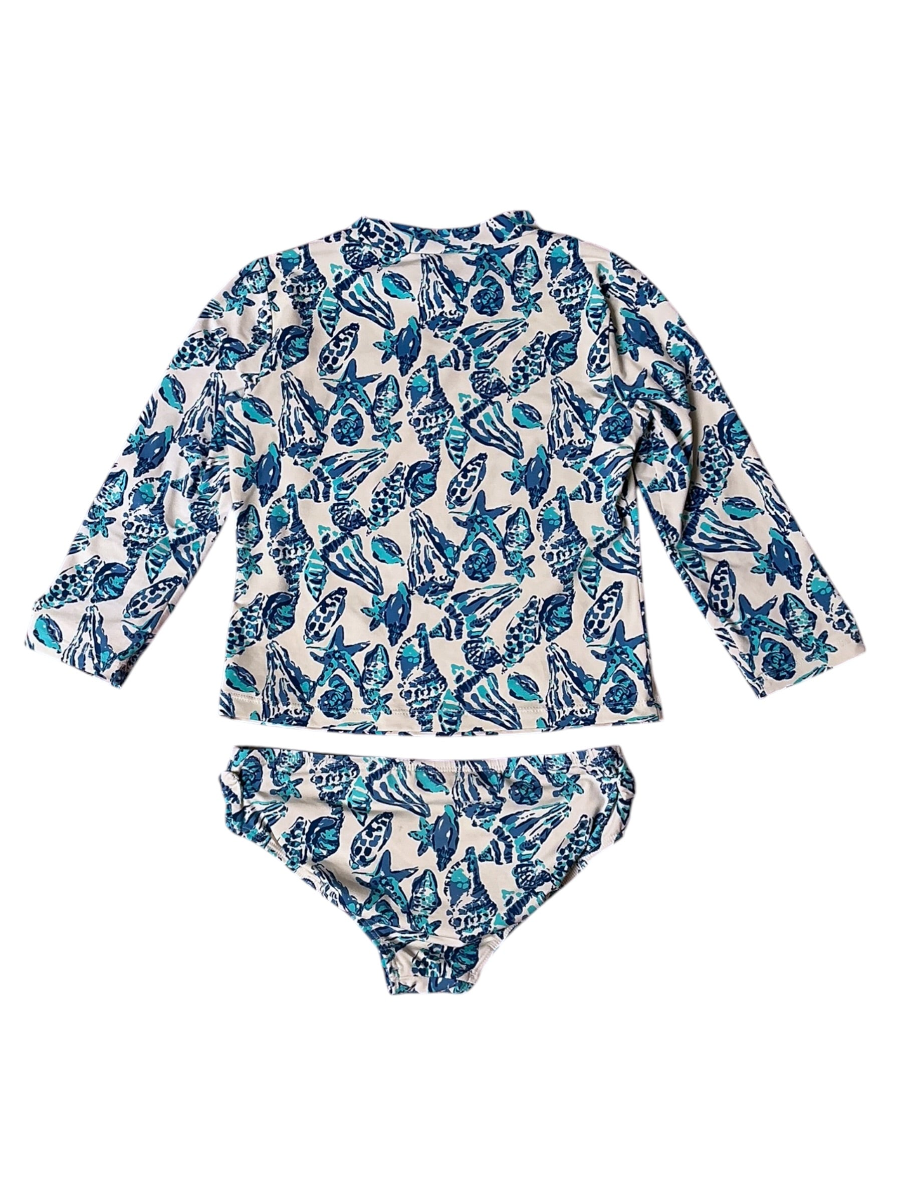 Lilly Pulitzer Girls Bobby Rashguard Set Resort White Shell Collector - Size 7