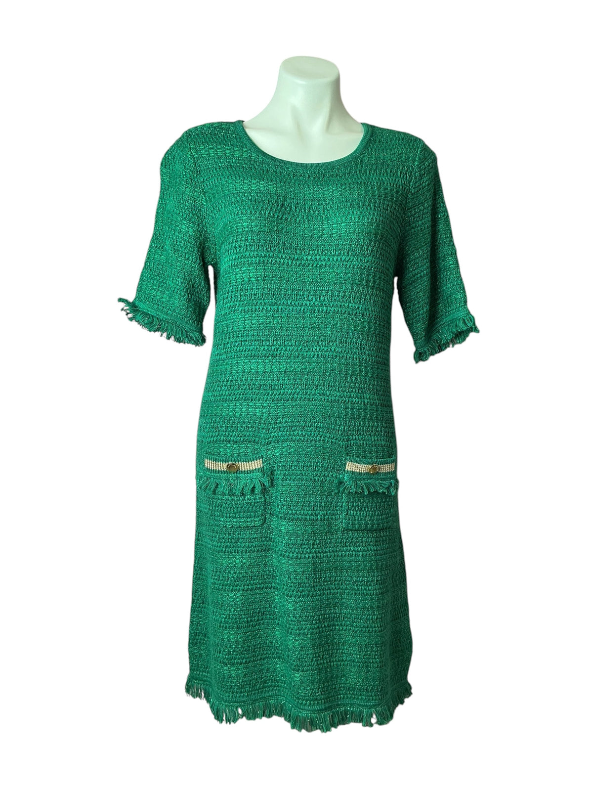 Lilly Pulitzer Beckington Sweater Dress Fiddle Leaf Green Metallic Marl - Size L