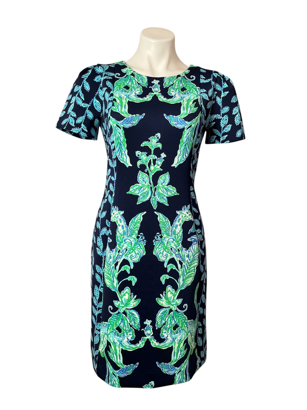 Lilly Pulitzer Lelicia Dress Sweet Parakeet High Tide Navy - Size 8