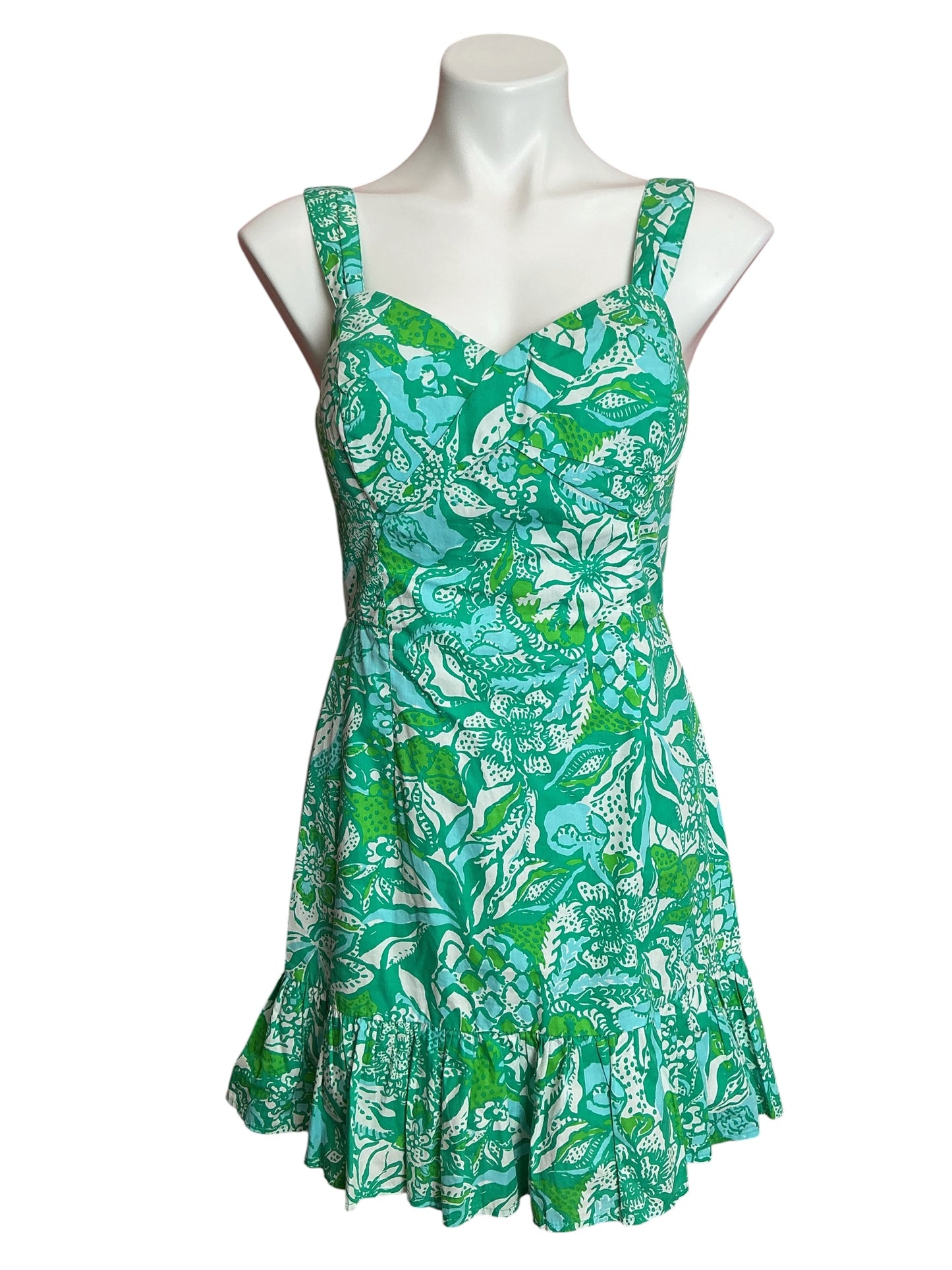 Lilly Pulitzer Rocko Romper Botanical Green Safari Sangria - Size 4