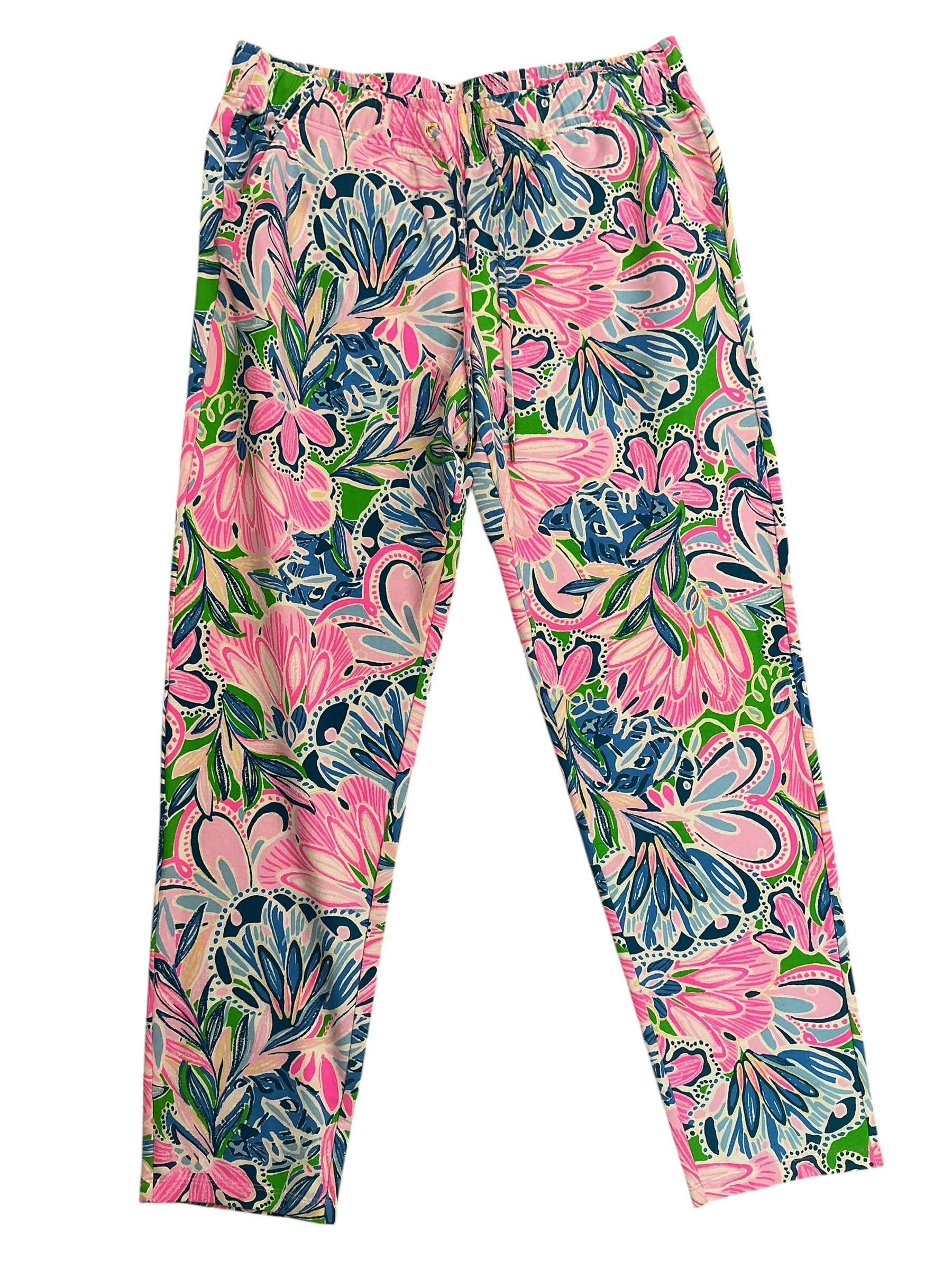 Lilly Pulitzer Emora Knit Pants Gecko Green Tiger Sunrise - Size L