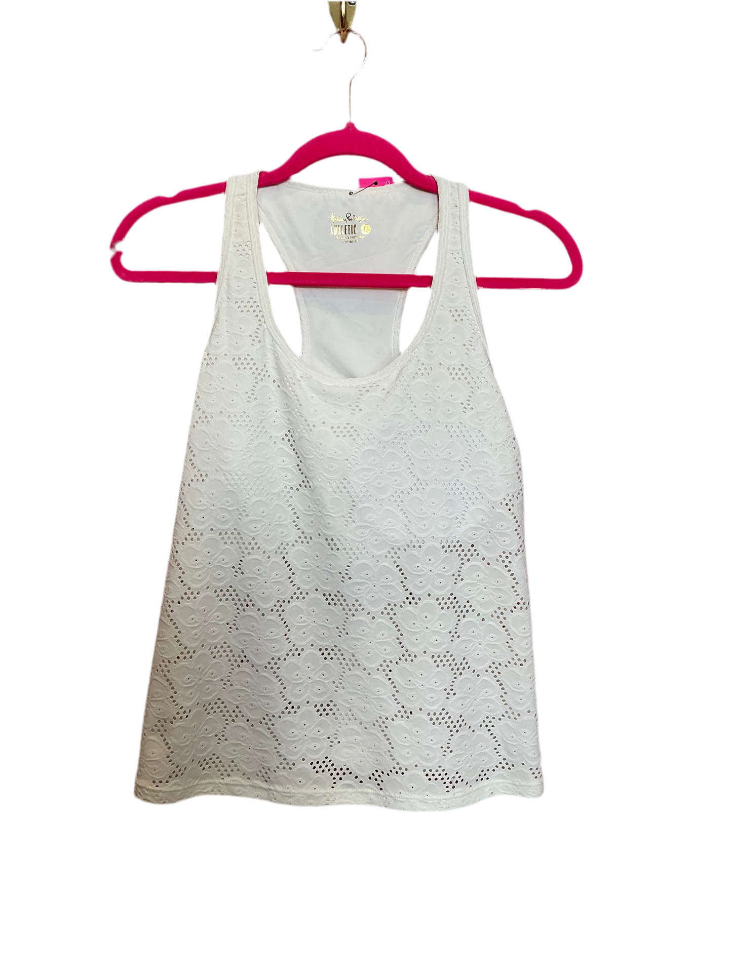 Lilly Pulitzer NWT Asana Bra Tank - Resort White Floral Stretch Eyelet - Size L