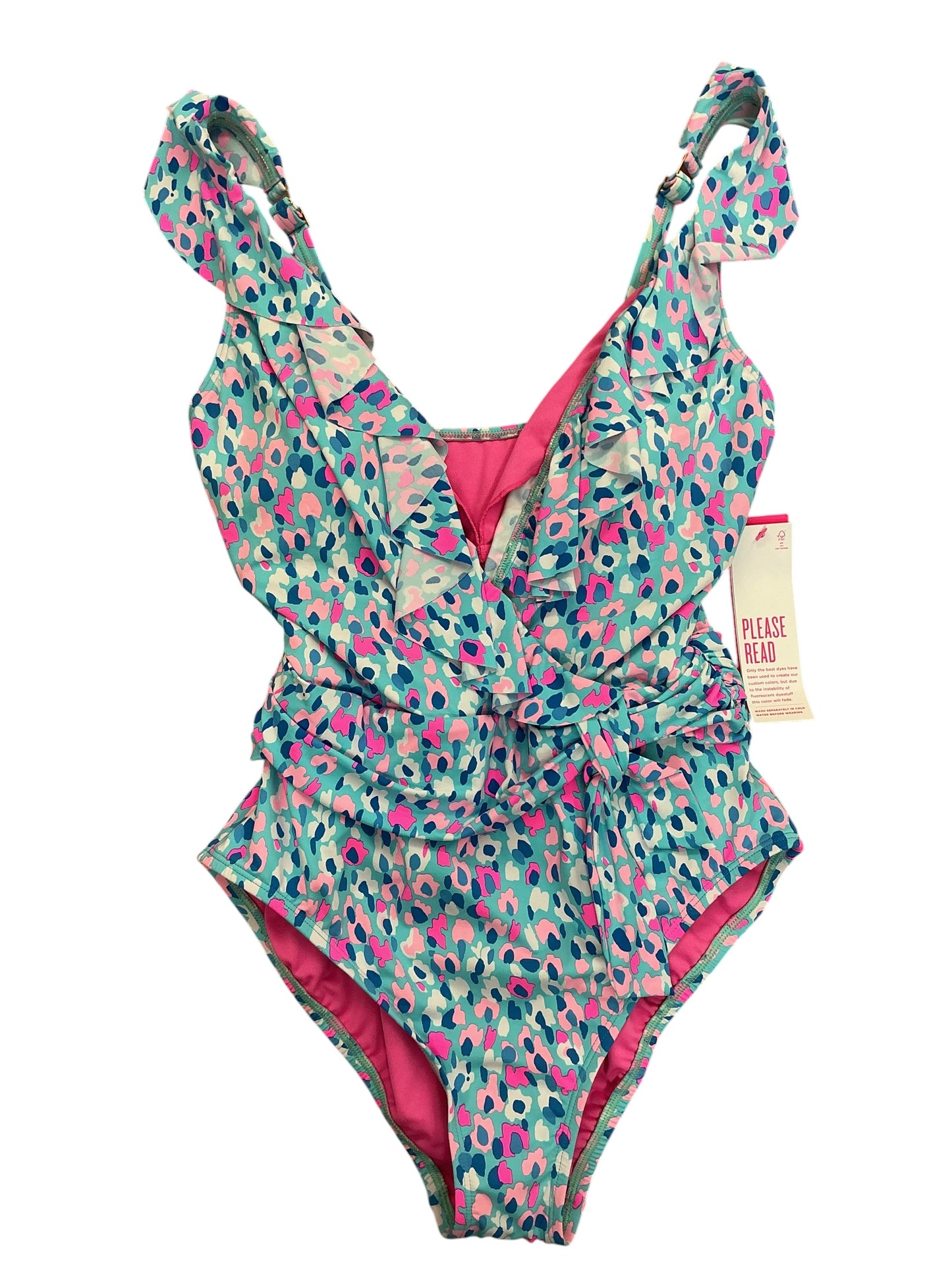 Lilly Pulitzer NWT Delphie One Piece Swimsuit Blue Ibiza Hottie Dottie - Size 6