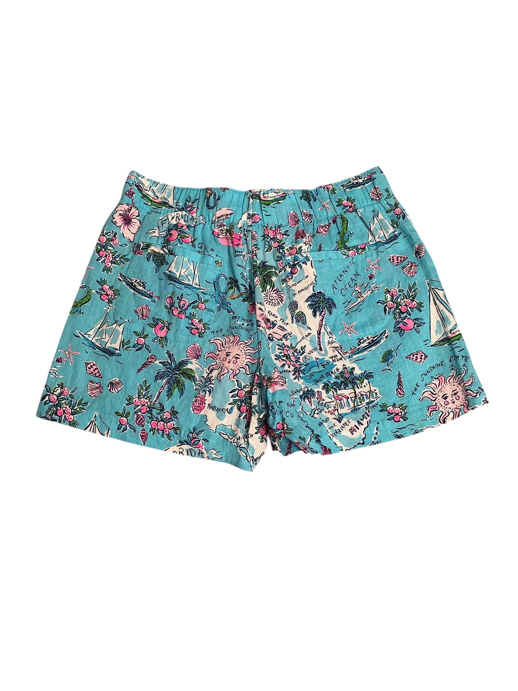 Lilly Pulitzer- Lilo Linen Short Amalfi Blue Lilly’s Road Trip Size XS